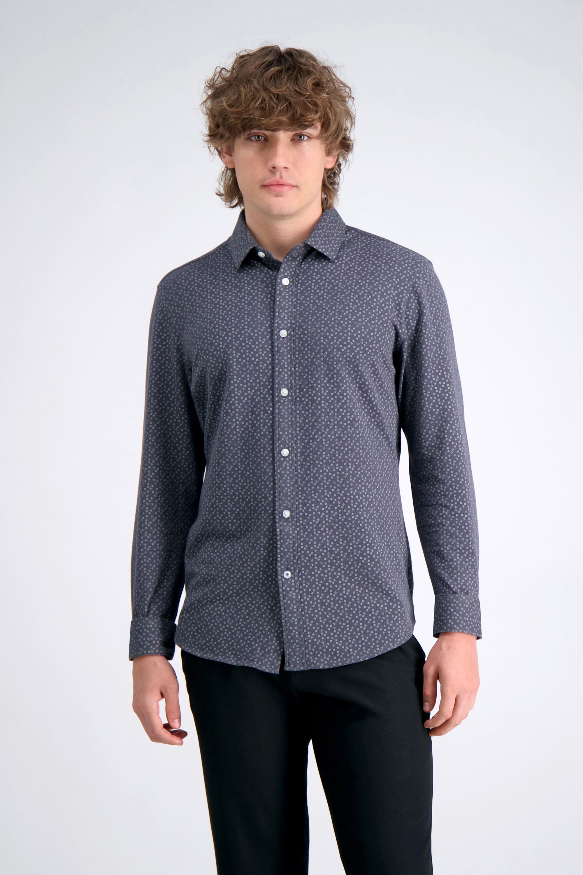 Long Sleeve Pique Shirt - Geo Ditsy, , hi-res