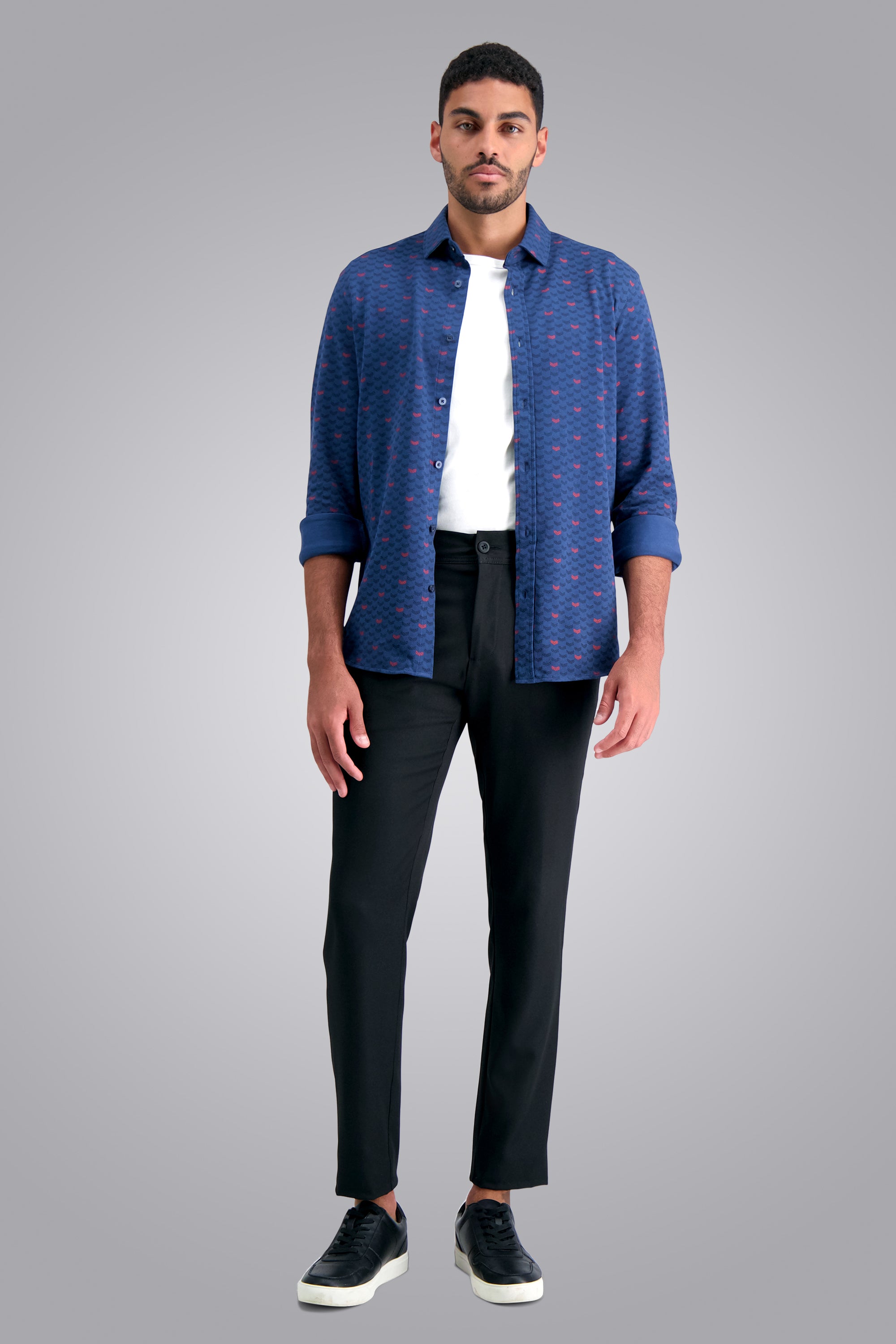 Long Sleeve Chevron Pique Shirt