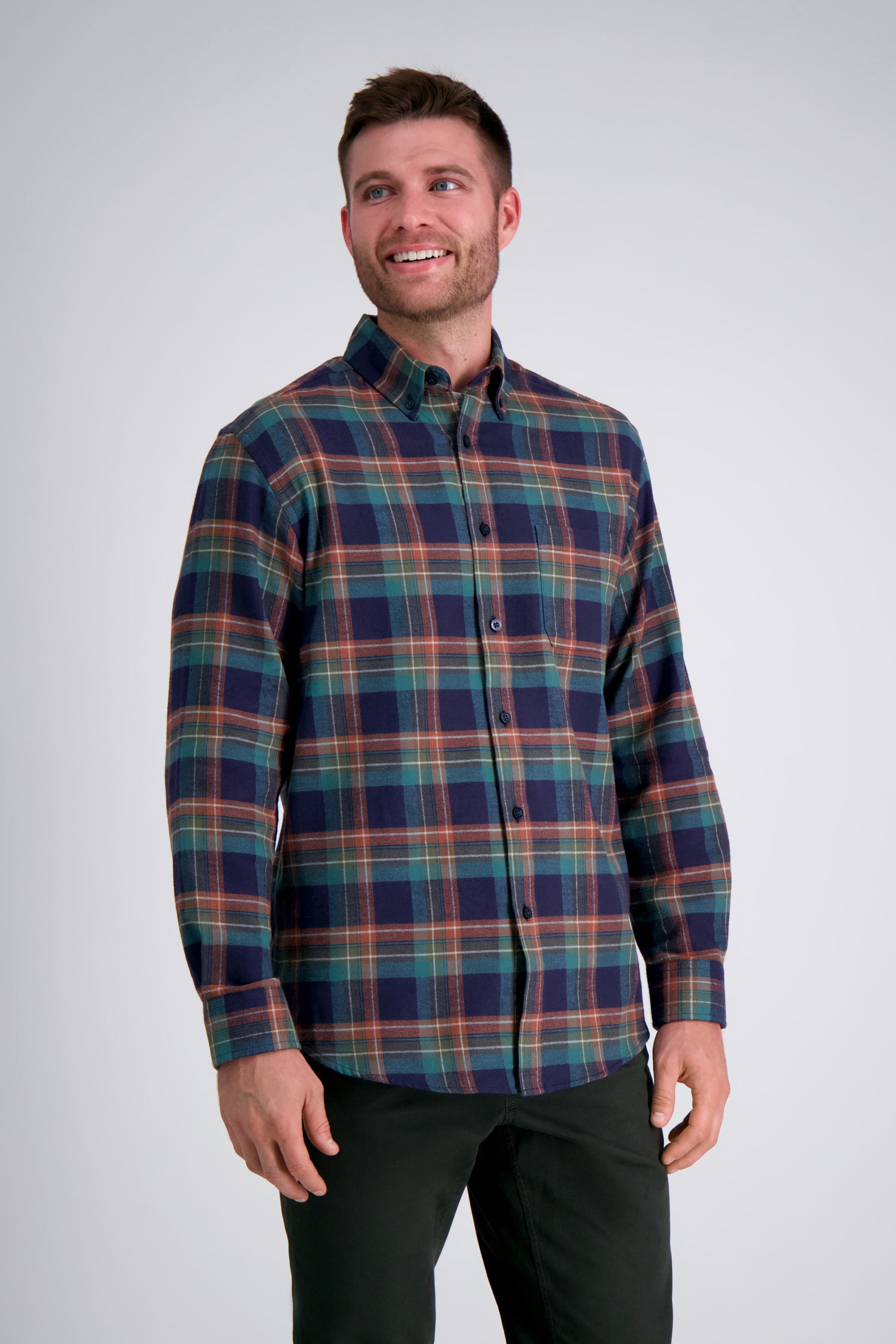 Long Flannel Plaid Shirt, , hi-res