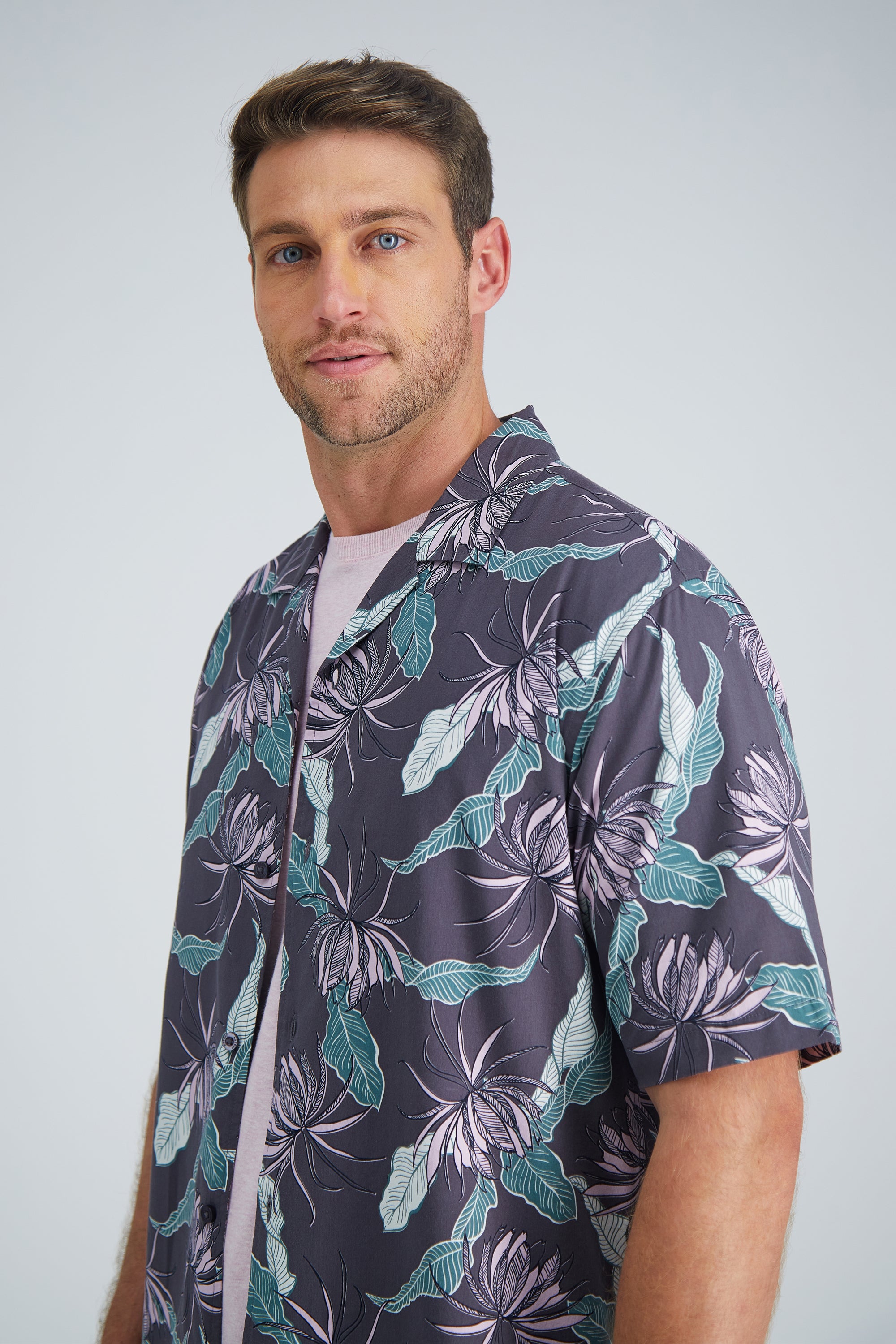 Short Sleeve Camp Shirt - Silver