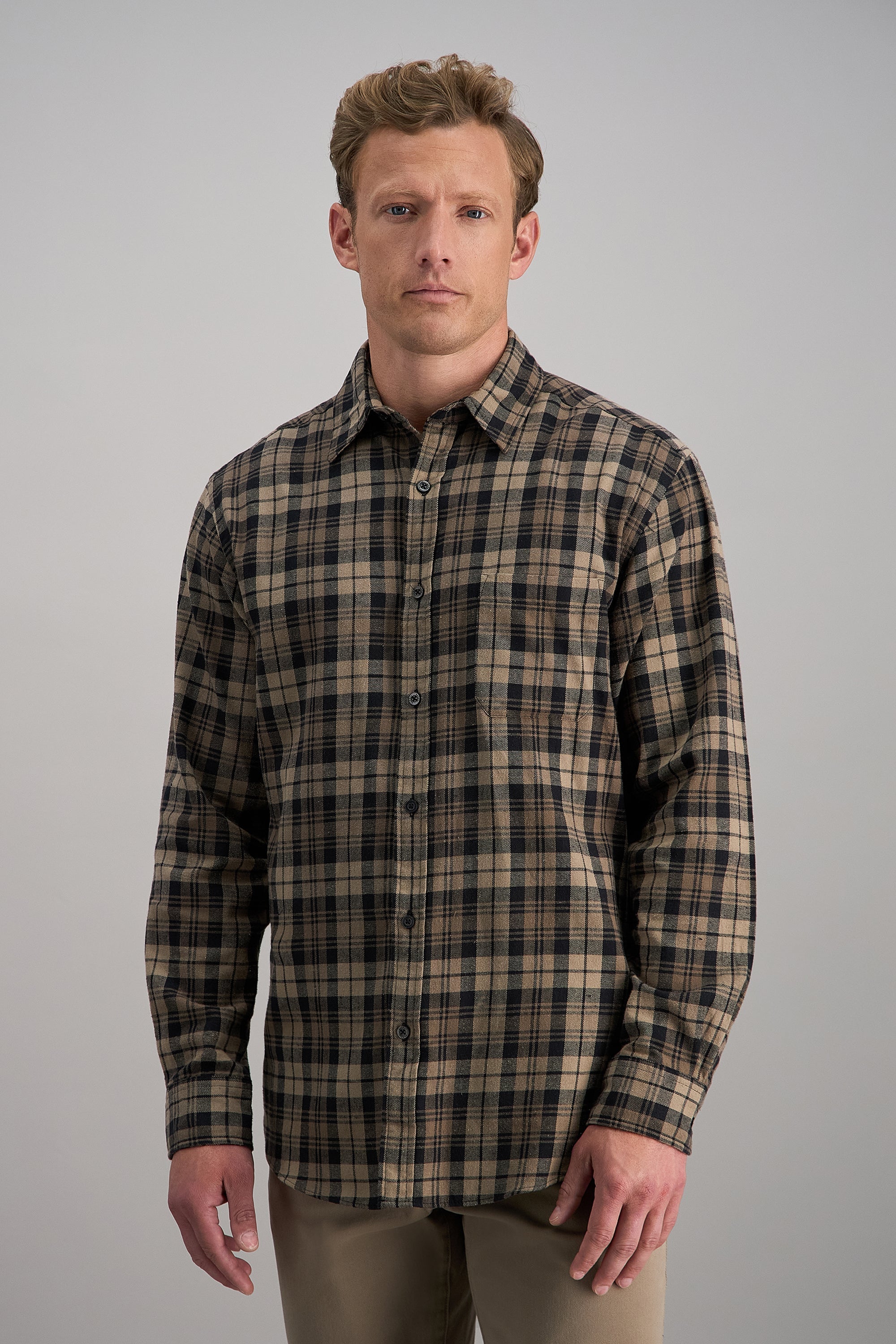 Long Sleeve Flannel Plaid Shirt - Haggar.com