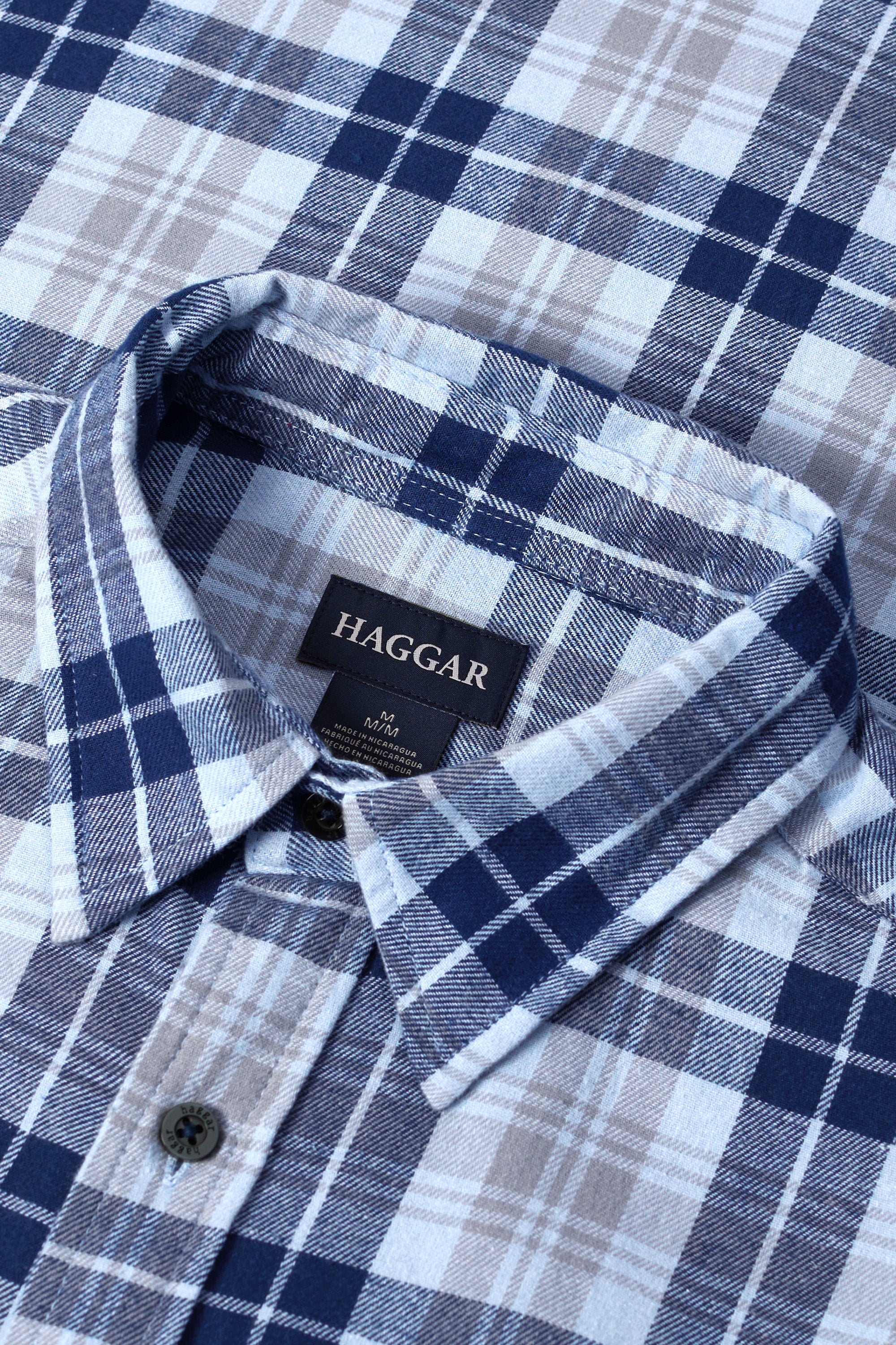 Long Sleeve Flannel Plaid Shirt - Navy