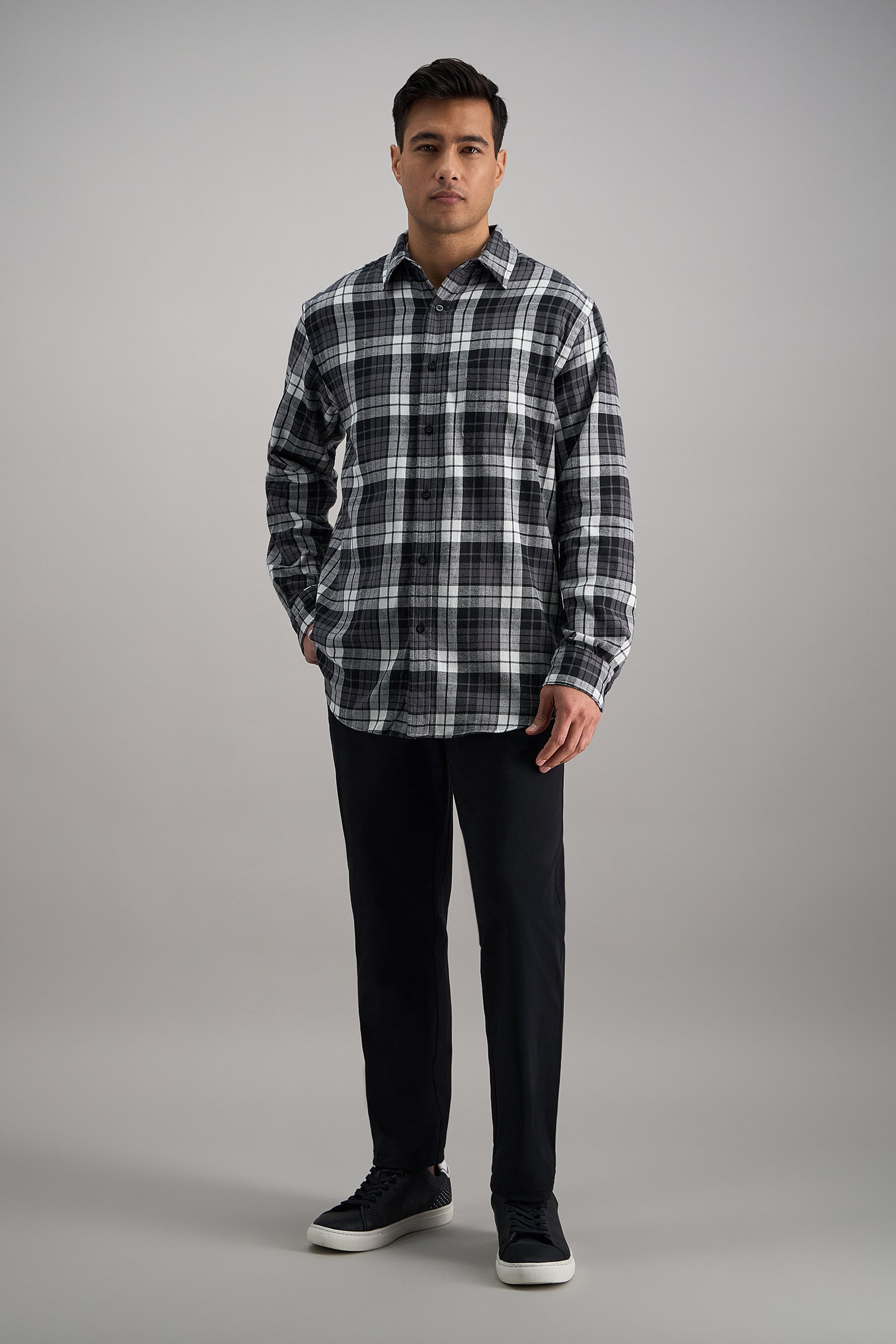 Long Sleeve Flannel Plaid Shirt - Haggar.com
