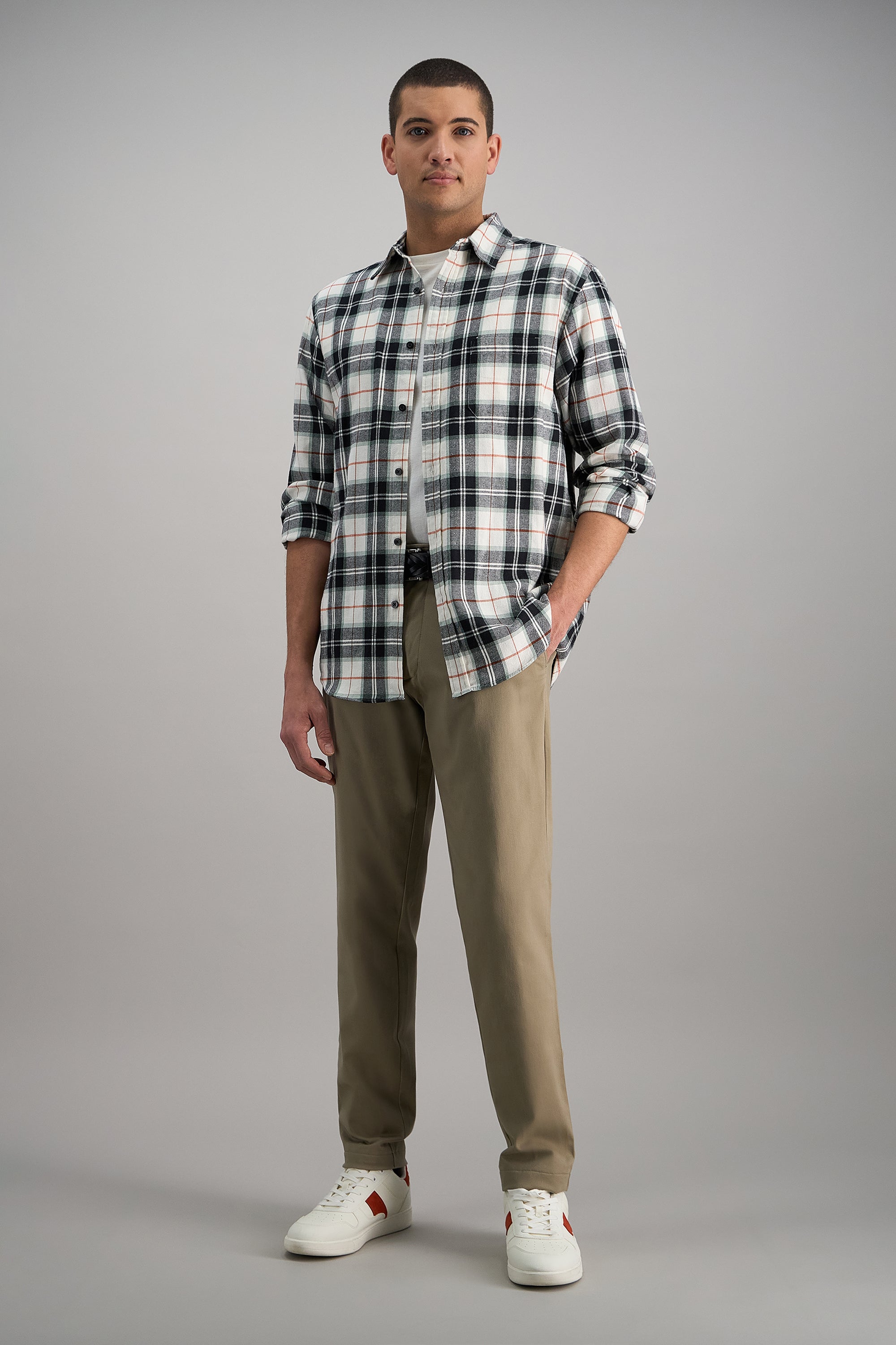 Long Sleeve Flannel Plaid Shirt - Haggar.com