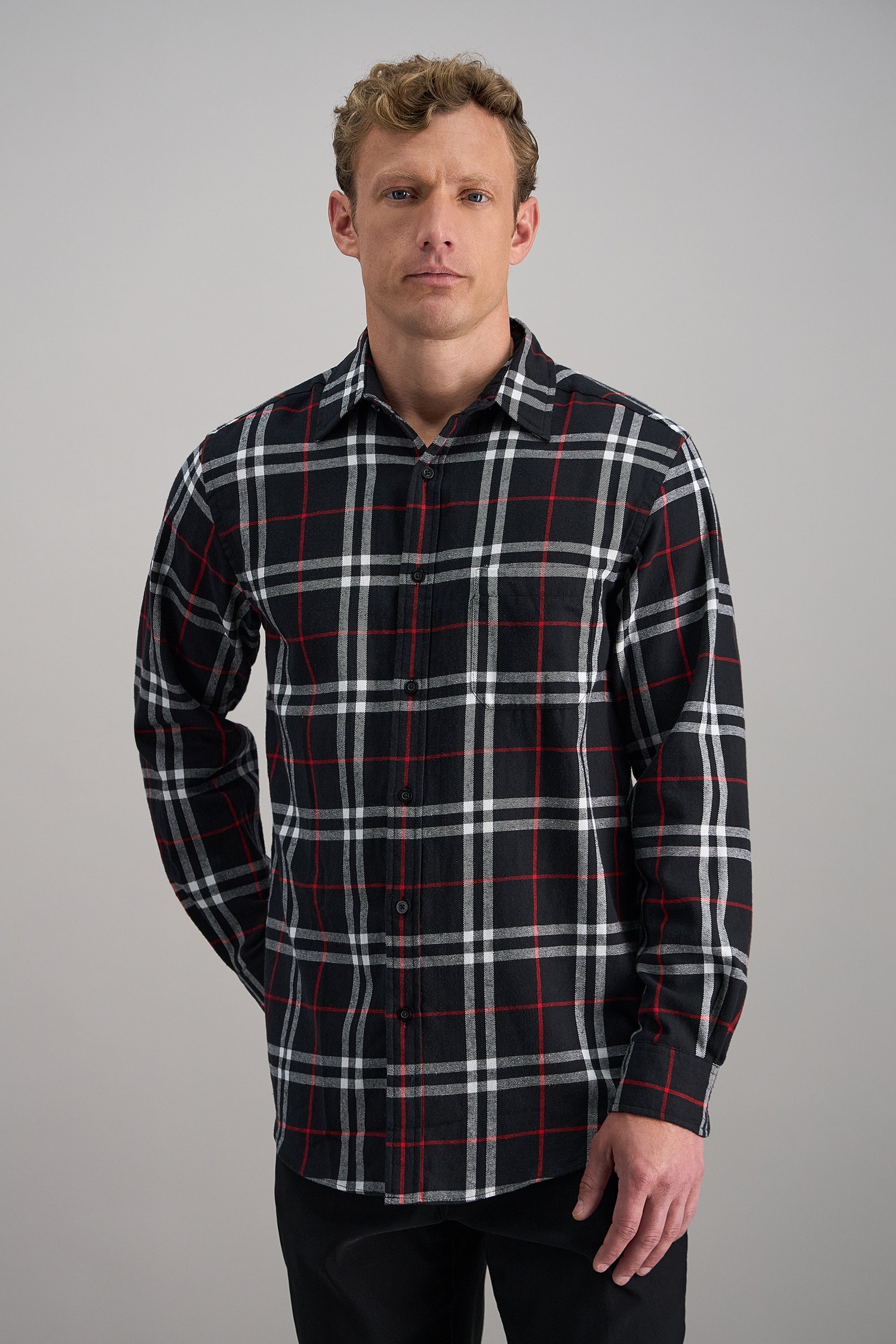 Long Sleeve Flannel Plaid Shirt - Haggar.com