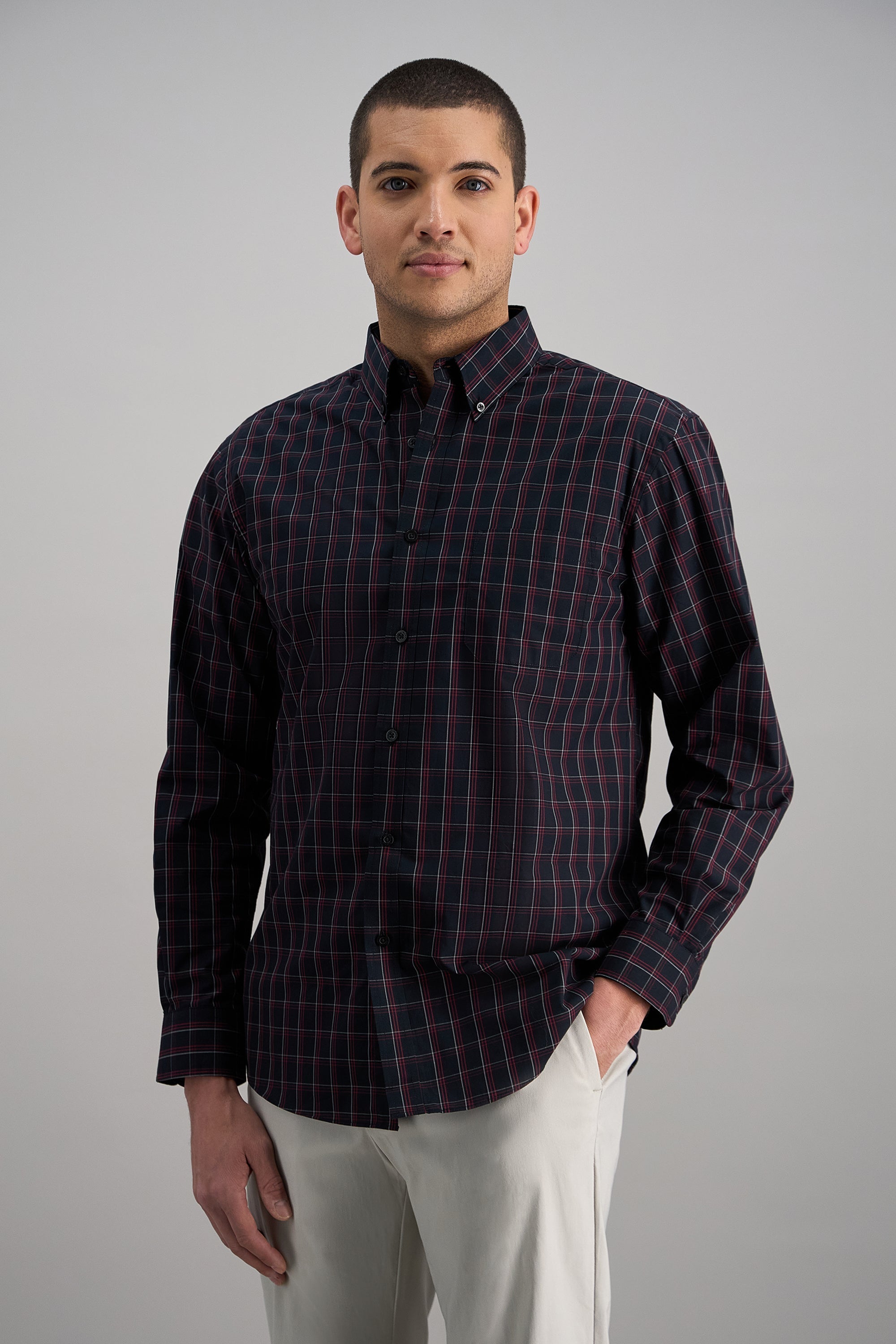 Life Khaki™ Long Sleeve Poplin Shirt - Haggar.com