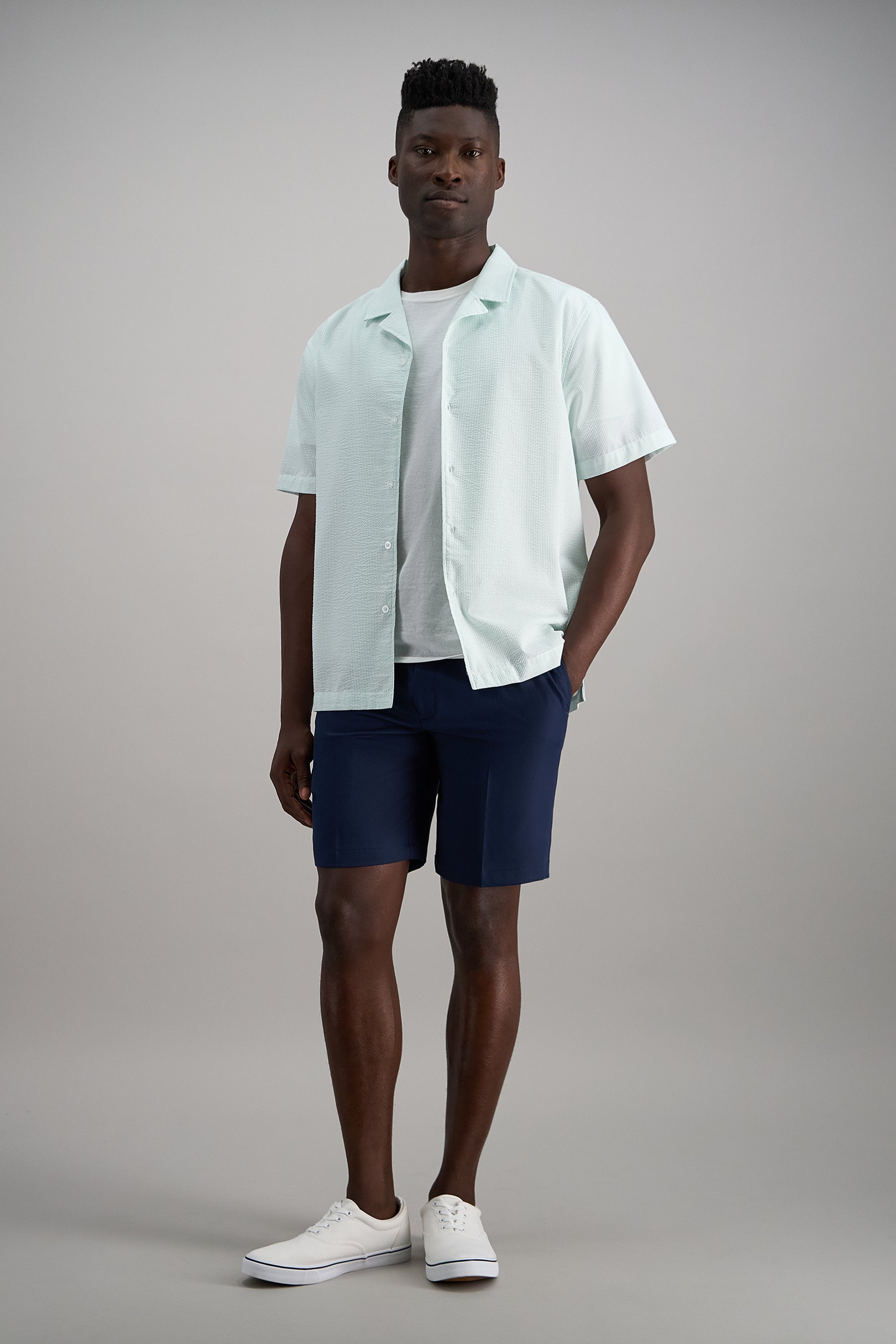 Short Sleeve Seersucker Camp Shirt - Haggar.com