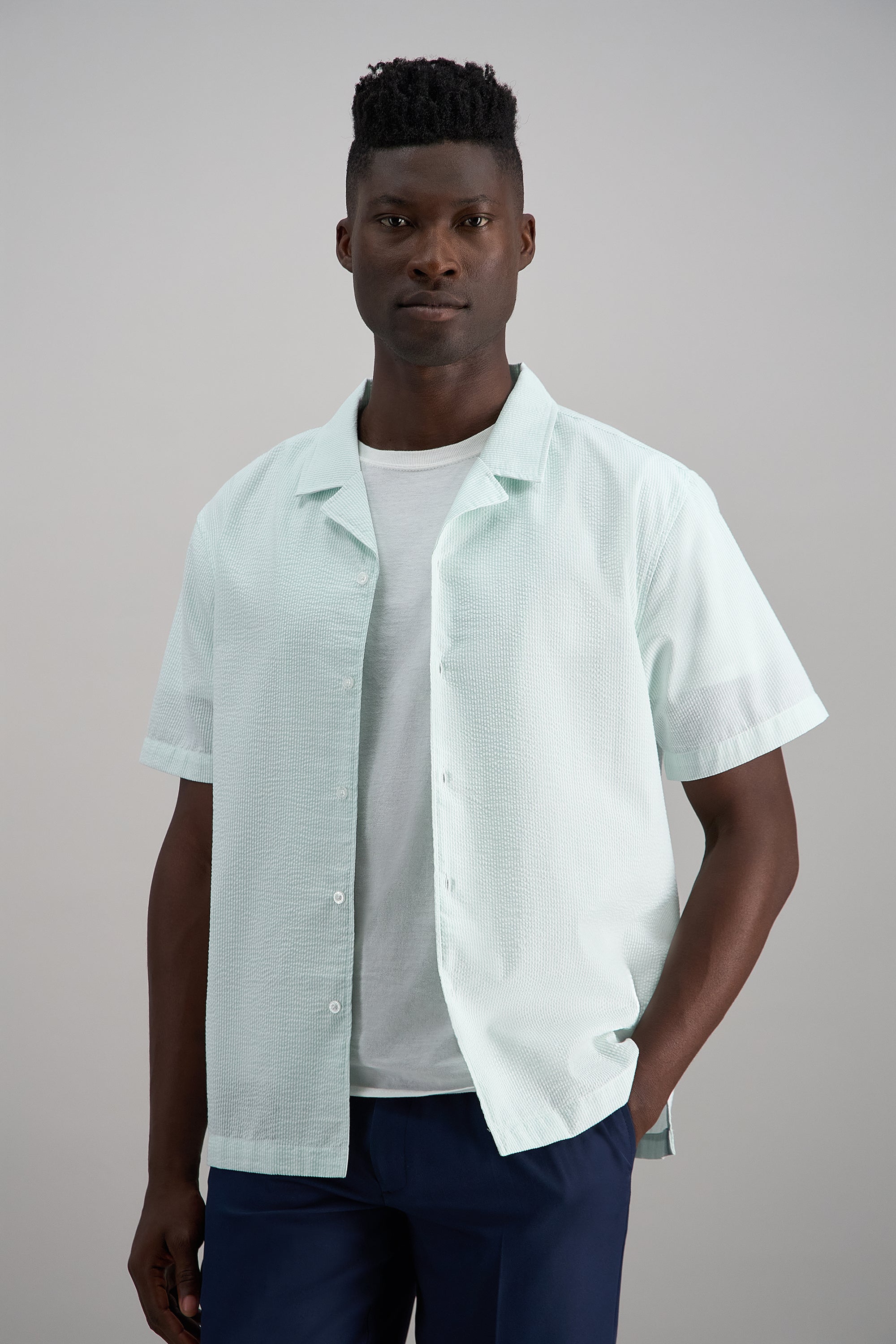 Short Sleeve Seersucker Camp Shirt - Haggar.com