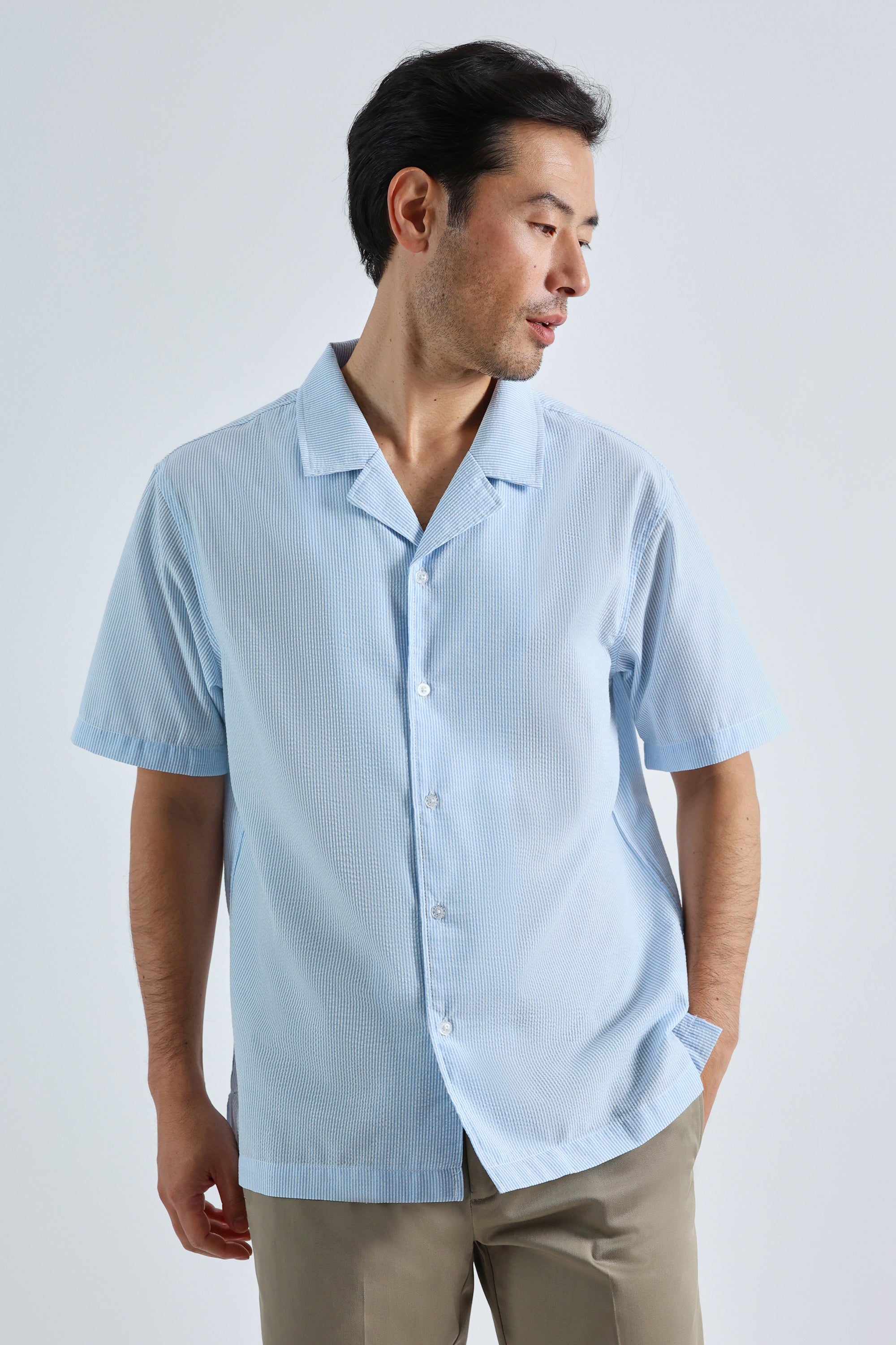 Short Sleeve Seersucker Camp Shirt, , hi-res