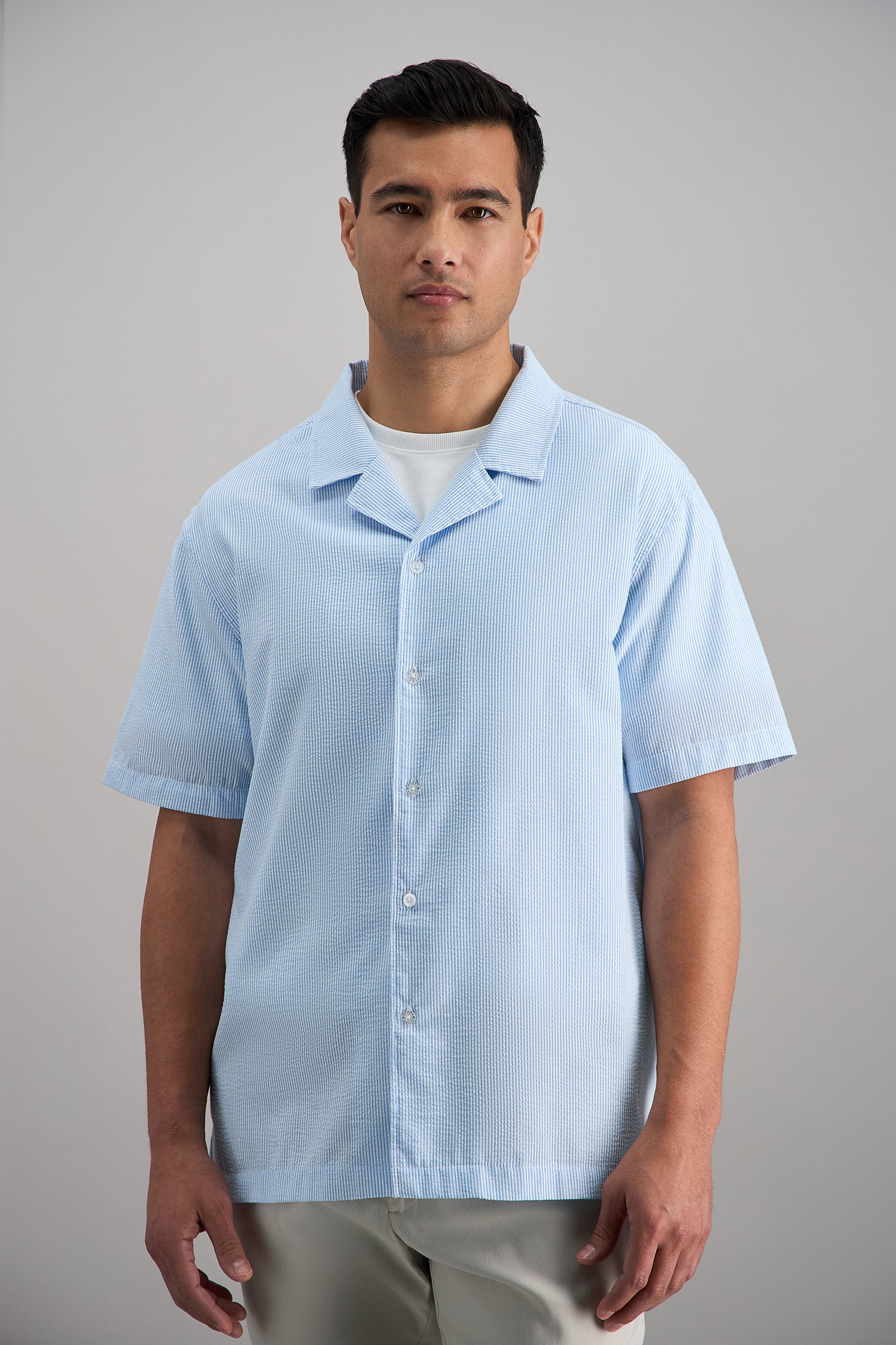 Short Sleeve Seersucker Camp Shirt - Haggar.com