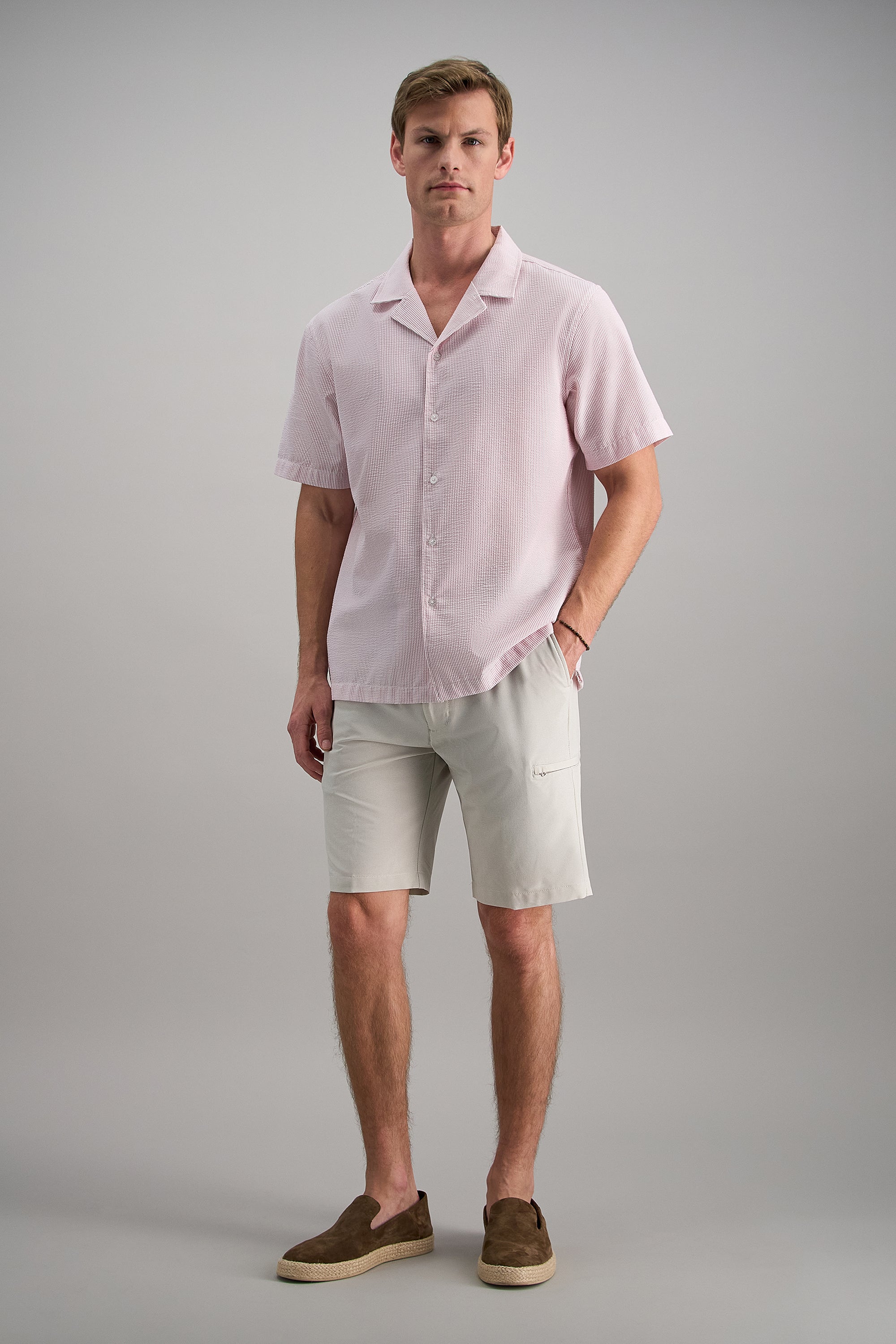 Short Sleeve Seersucker Camp Shirt - Haggar.com