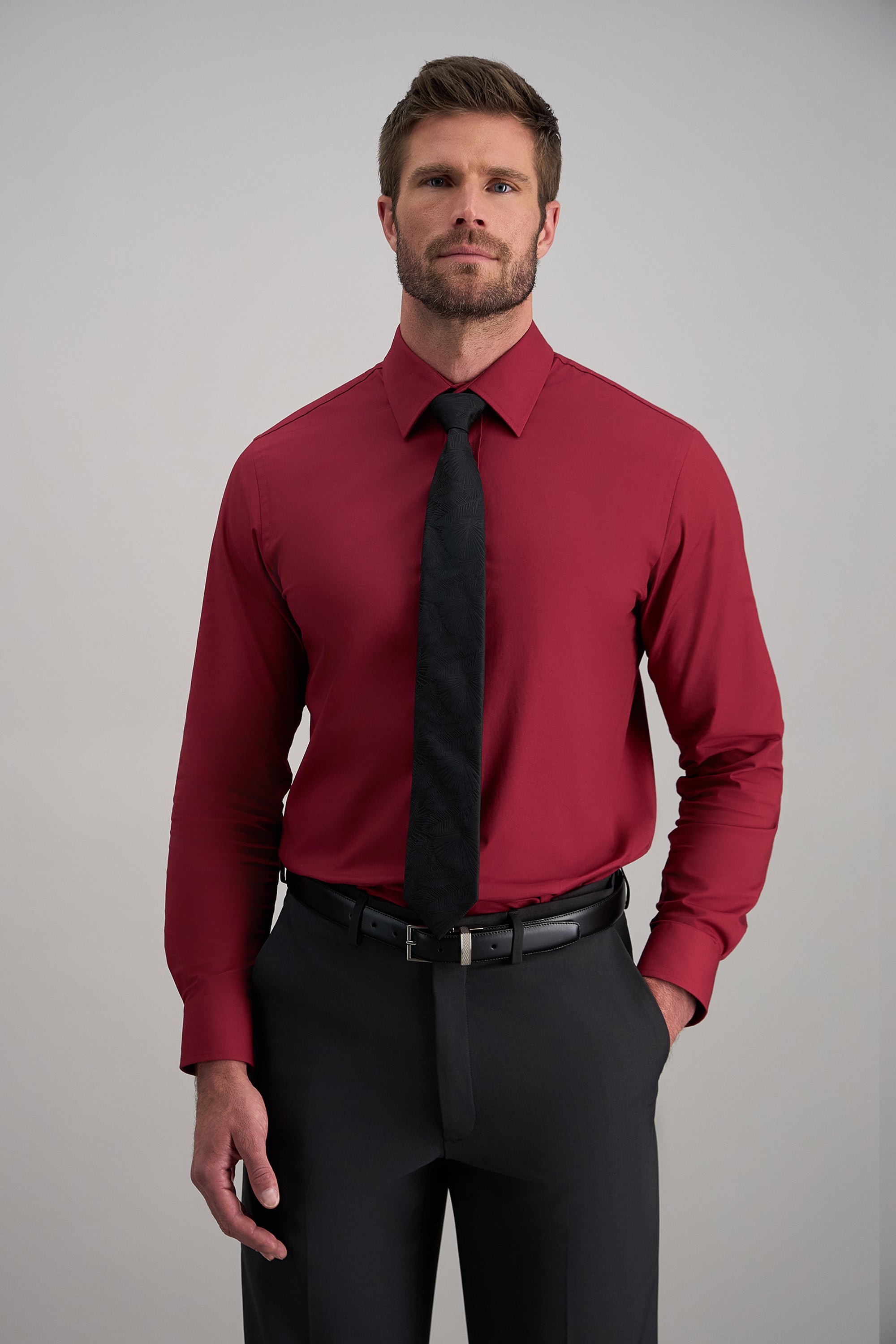 Premium Comfort Dress Shirt - Dark Red - Haggar.com