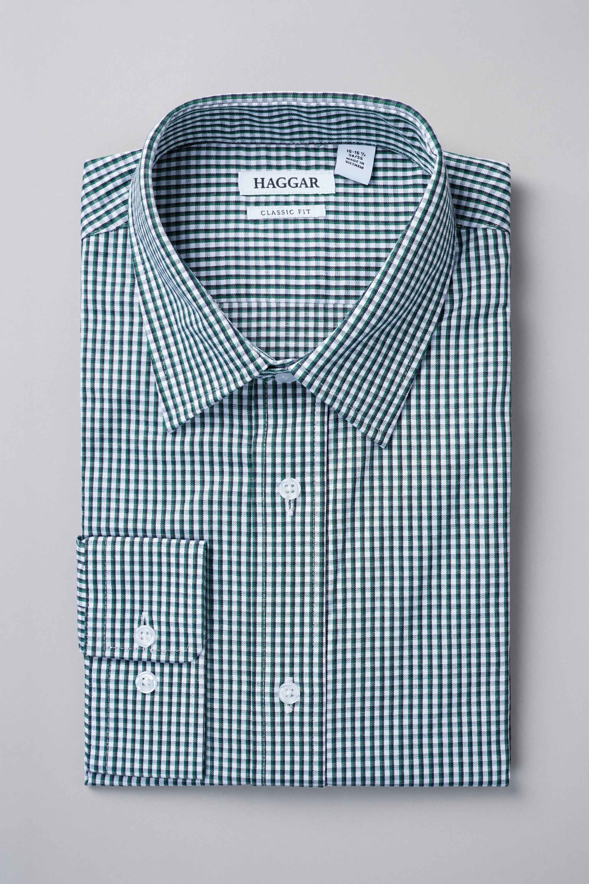 Premium Comfort Dress Shirt - Dark Green Plaid - Haggar.com#color_dark green