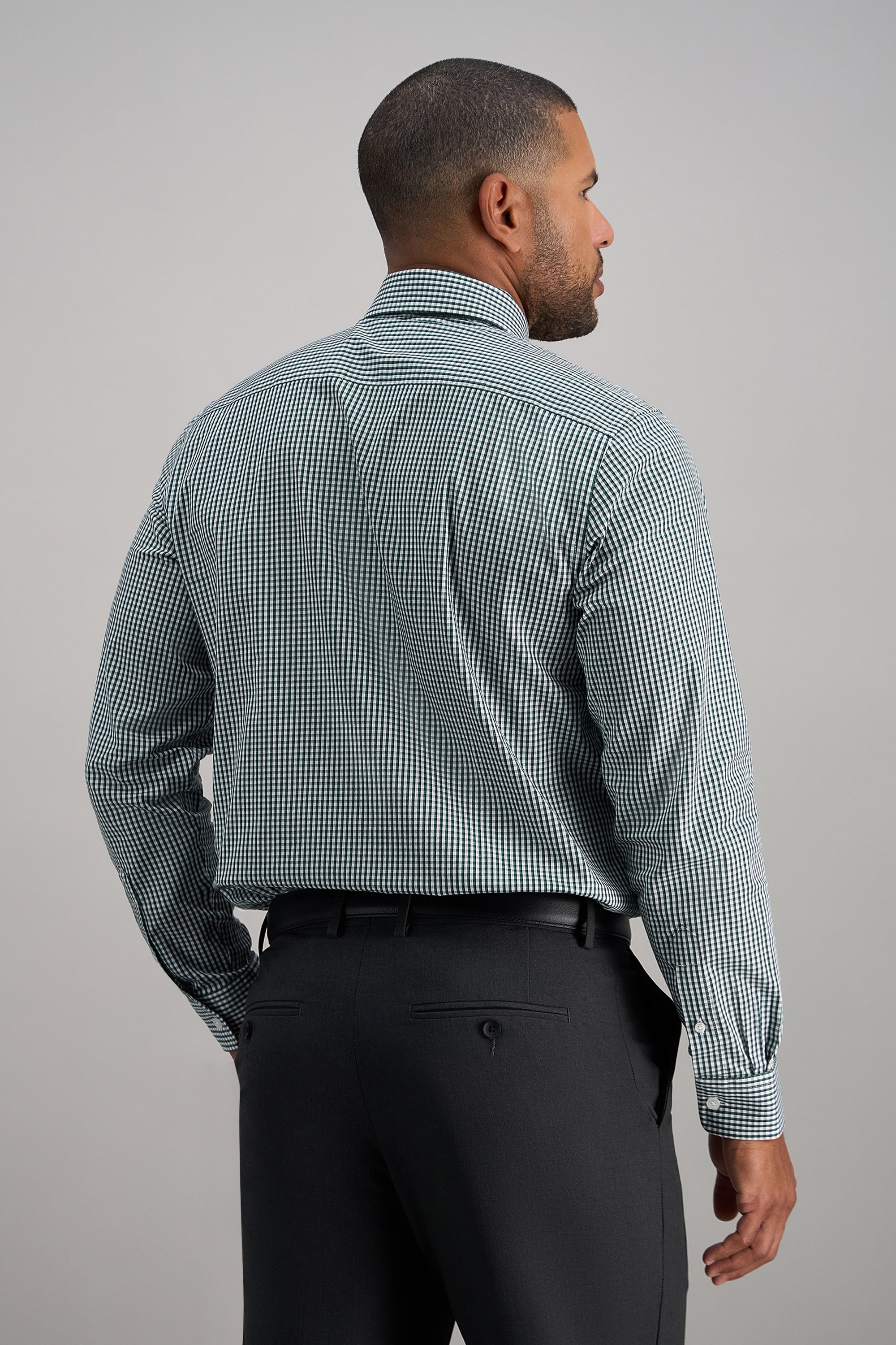 Premium Comfort Dress Shirt - Dark Green Plaid - Haggar.com#color_dark green