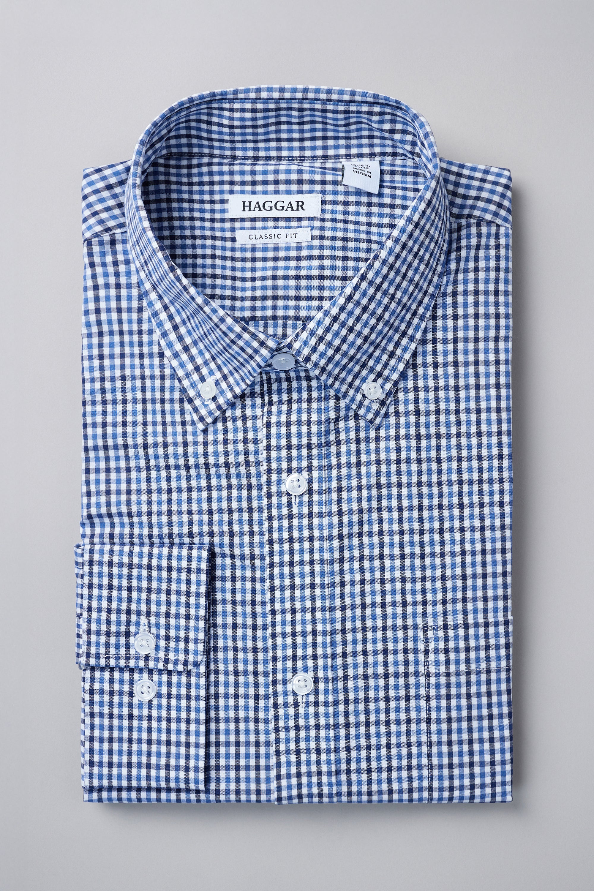 Premium Comfort Dress Shirt - Blue Plaid - Haggar.com