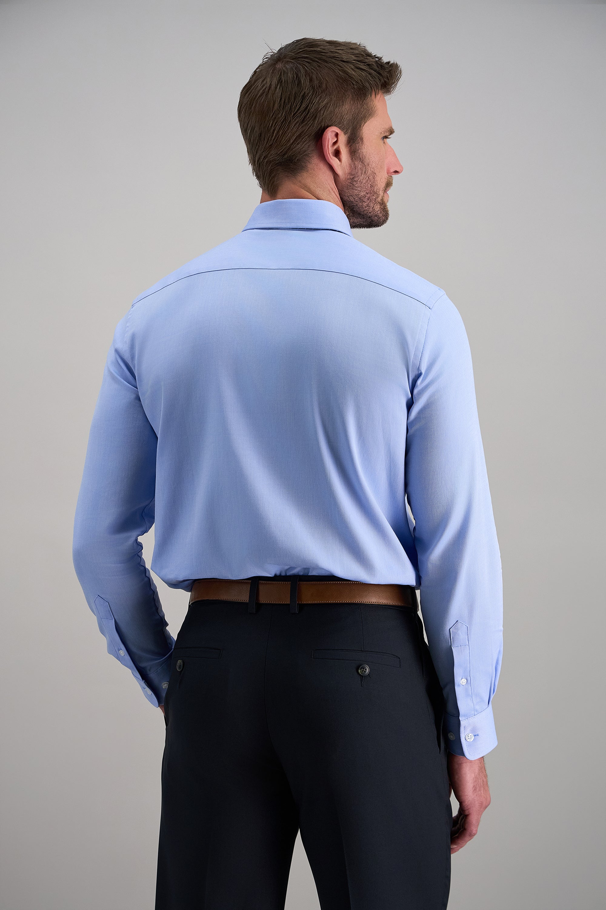 Premium Comfort Dress Shirt - Blue Herringbone
