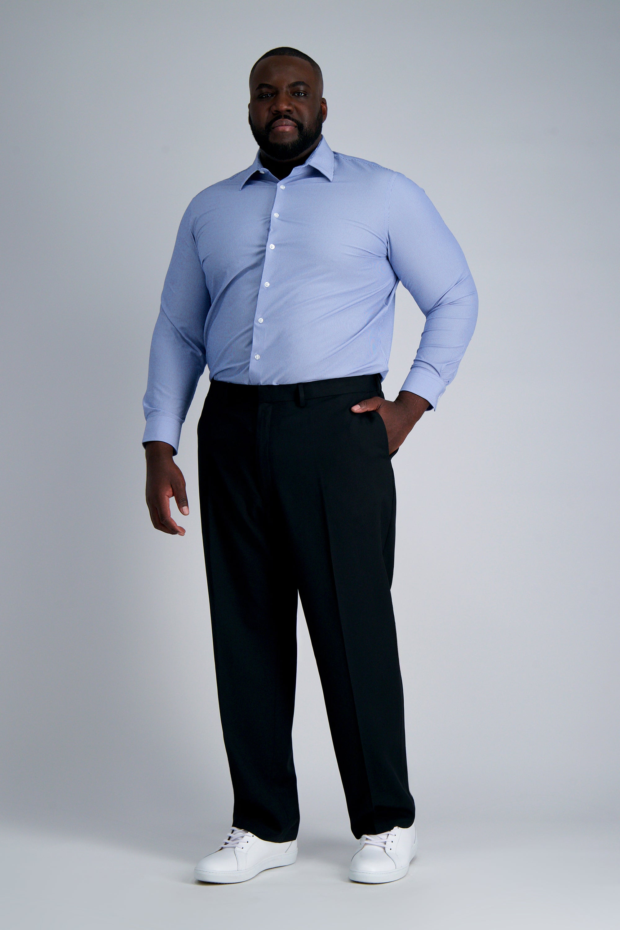 Smart Wash® Tall Dress Shirt - Indigo Stripe, , hi-res