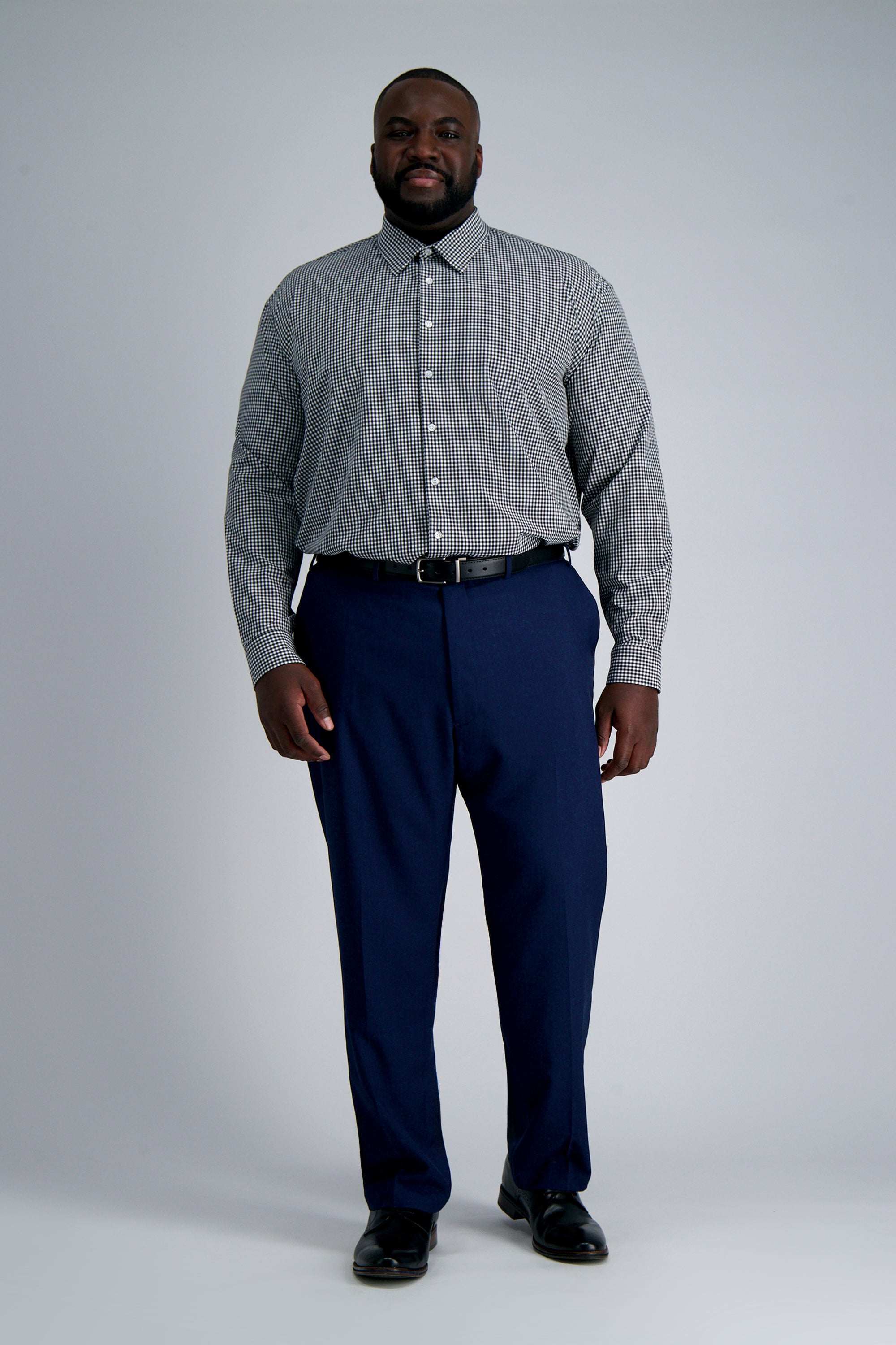 Smart Wash® Tall Dress Shirt - Black Check #color_black