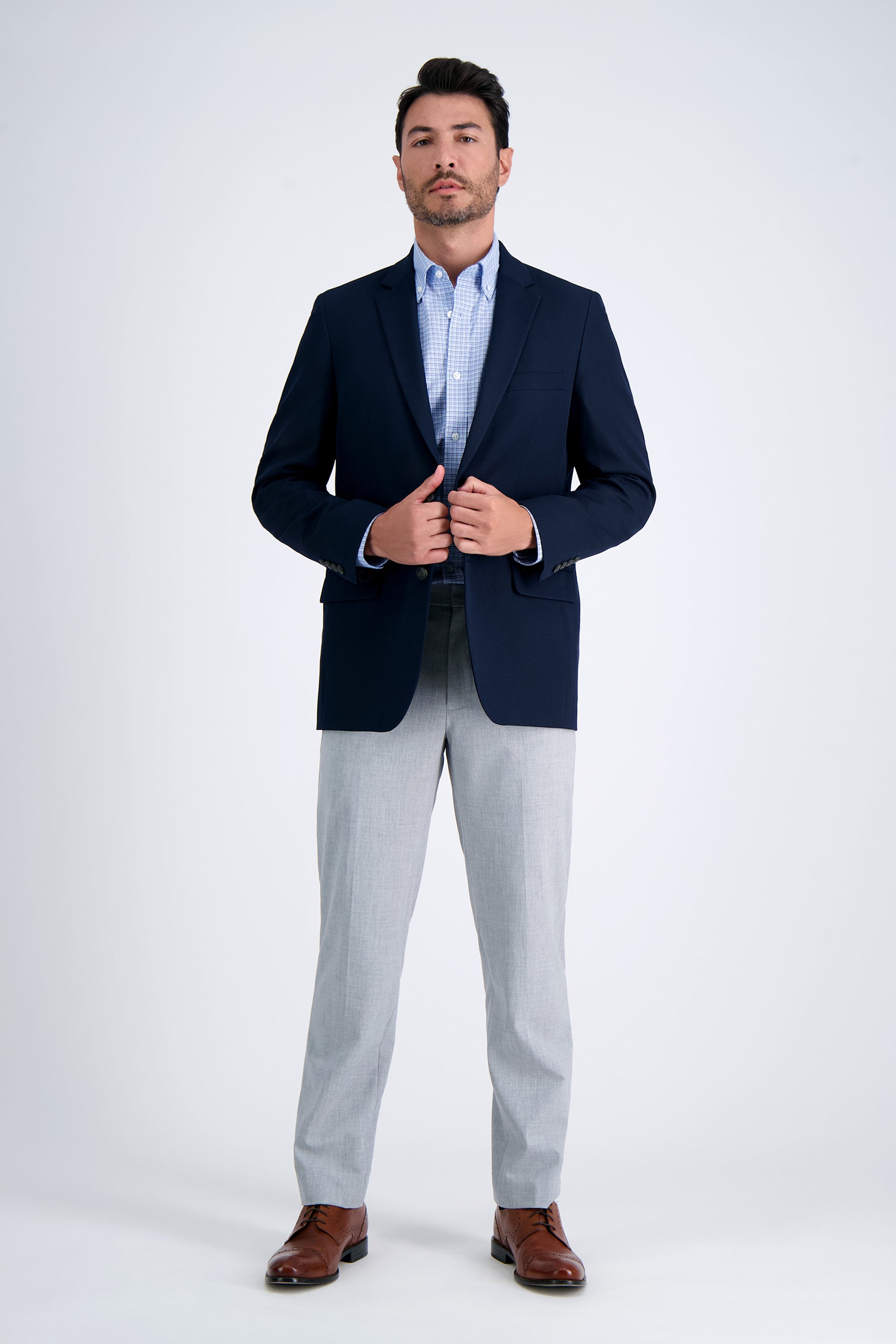 Premium Comfort Dress Shirt - Bright Blue Plaid, , hi-res