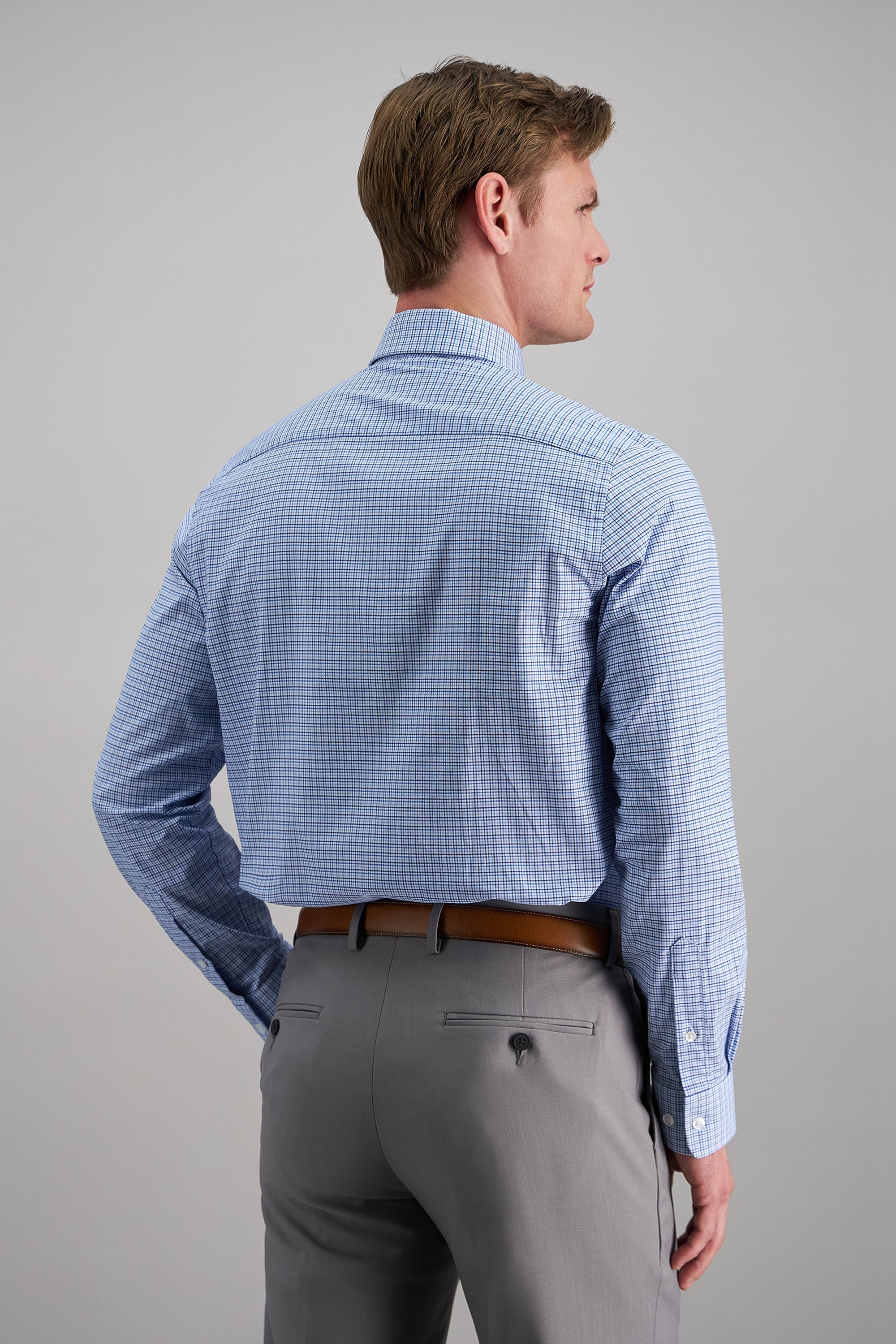 Premium Comfort Dress Shirt - Bright Blue Plaid - Haggar.com#color_bright blue