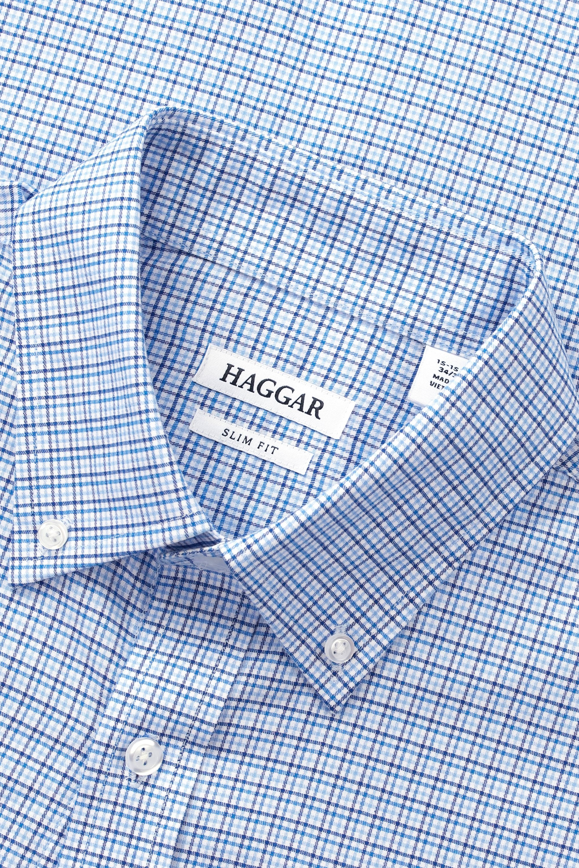 Premium Comfort Dress Shirt - Bright Blue Plaid, , hi-res