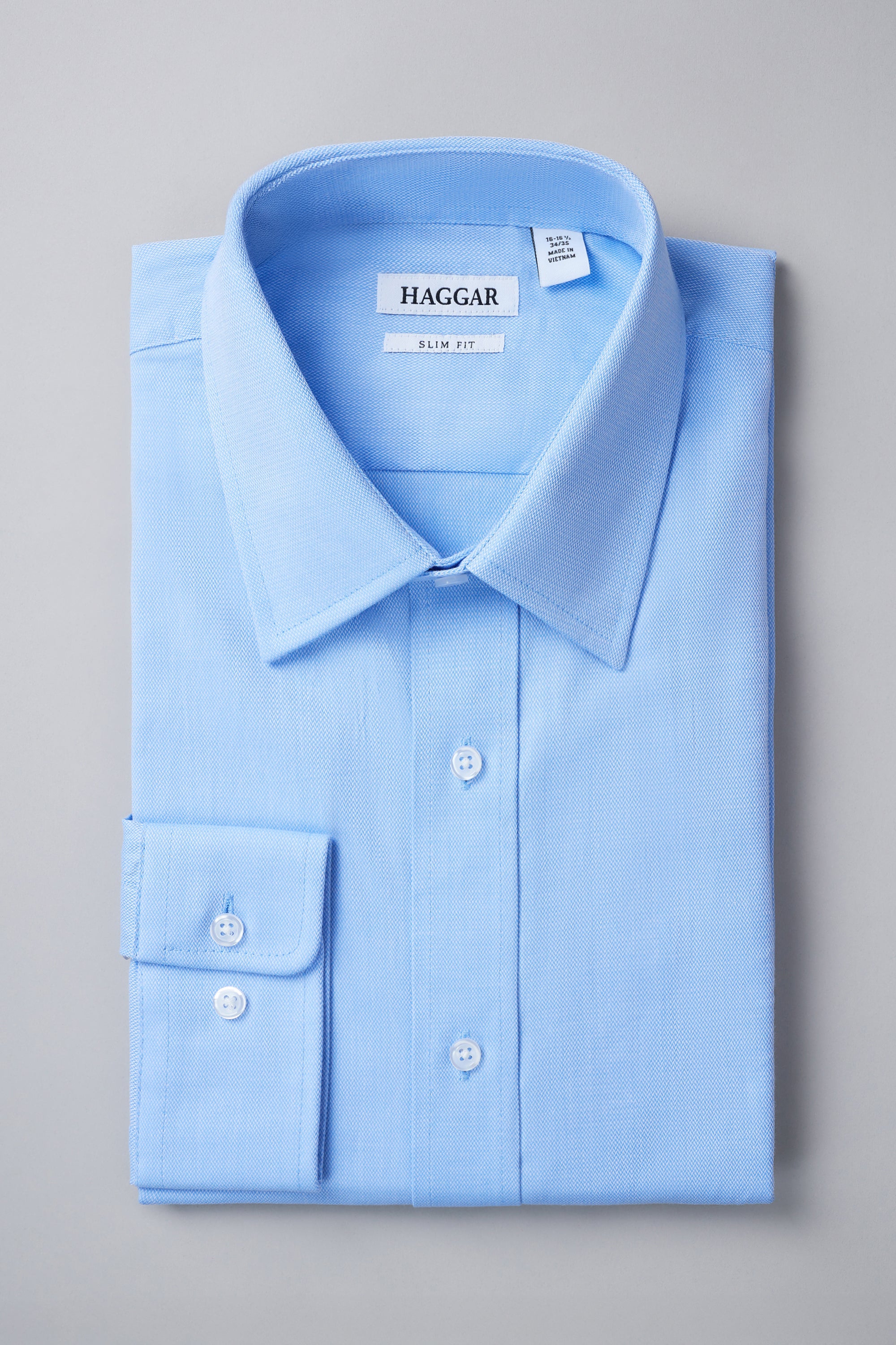 Premium Comfort Dress Shirt - Blue Herringbone