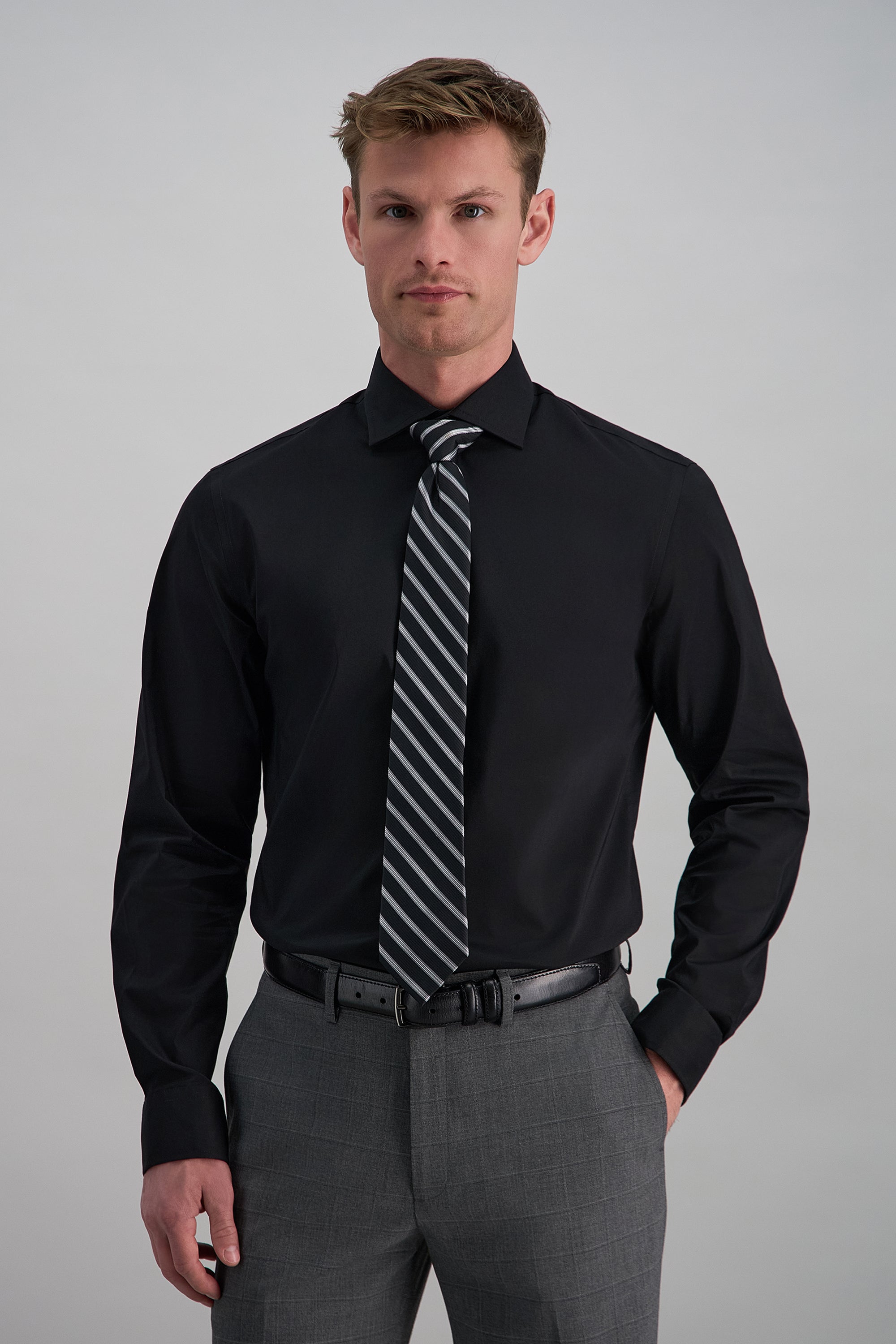 Wrinkle Free Slim Fit Dress Shirt - Haggar.com#color_black