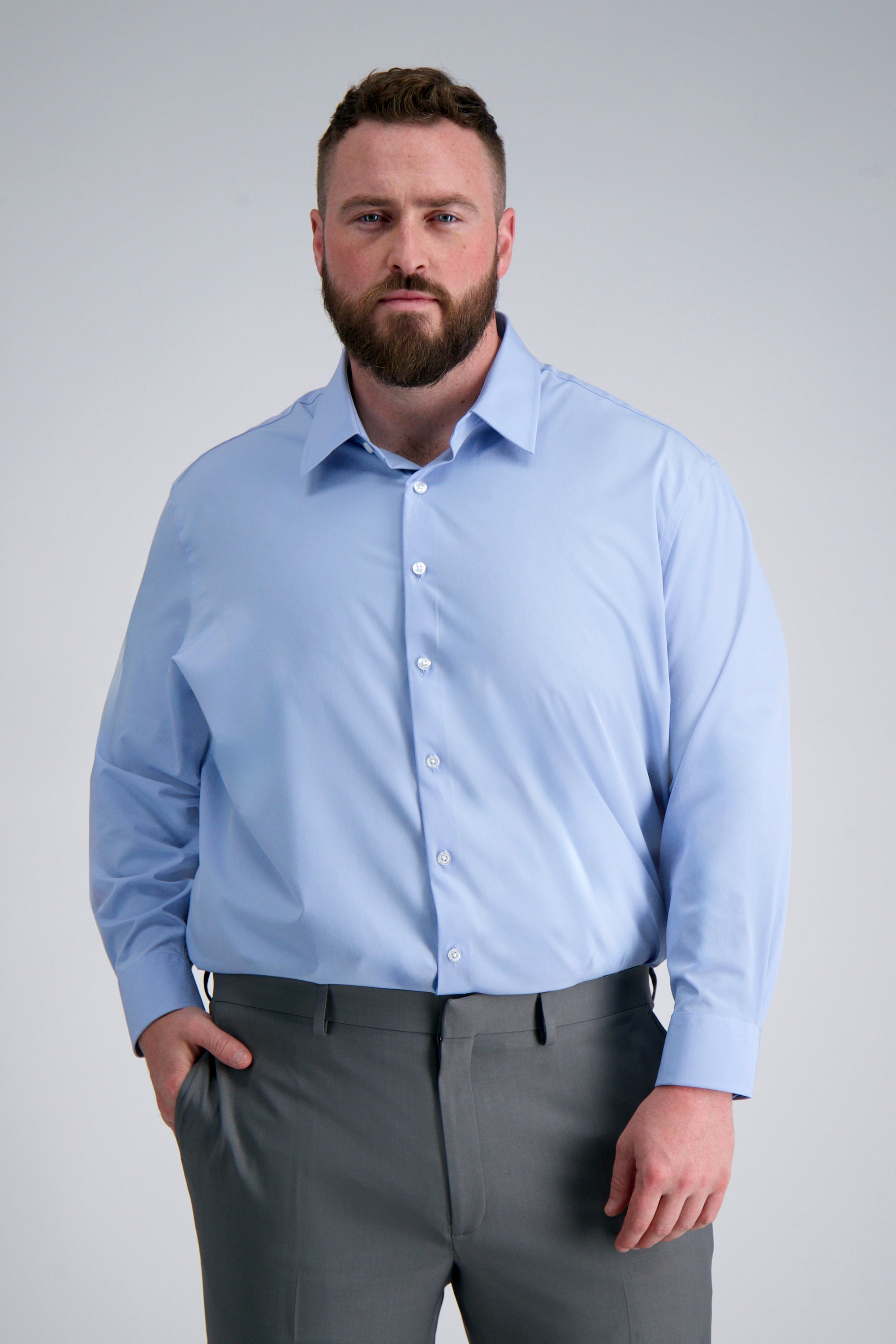Smart Wash® Big Dress Shirt - Blue, , hi-res#color_light blue