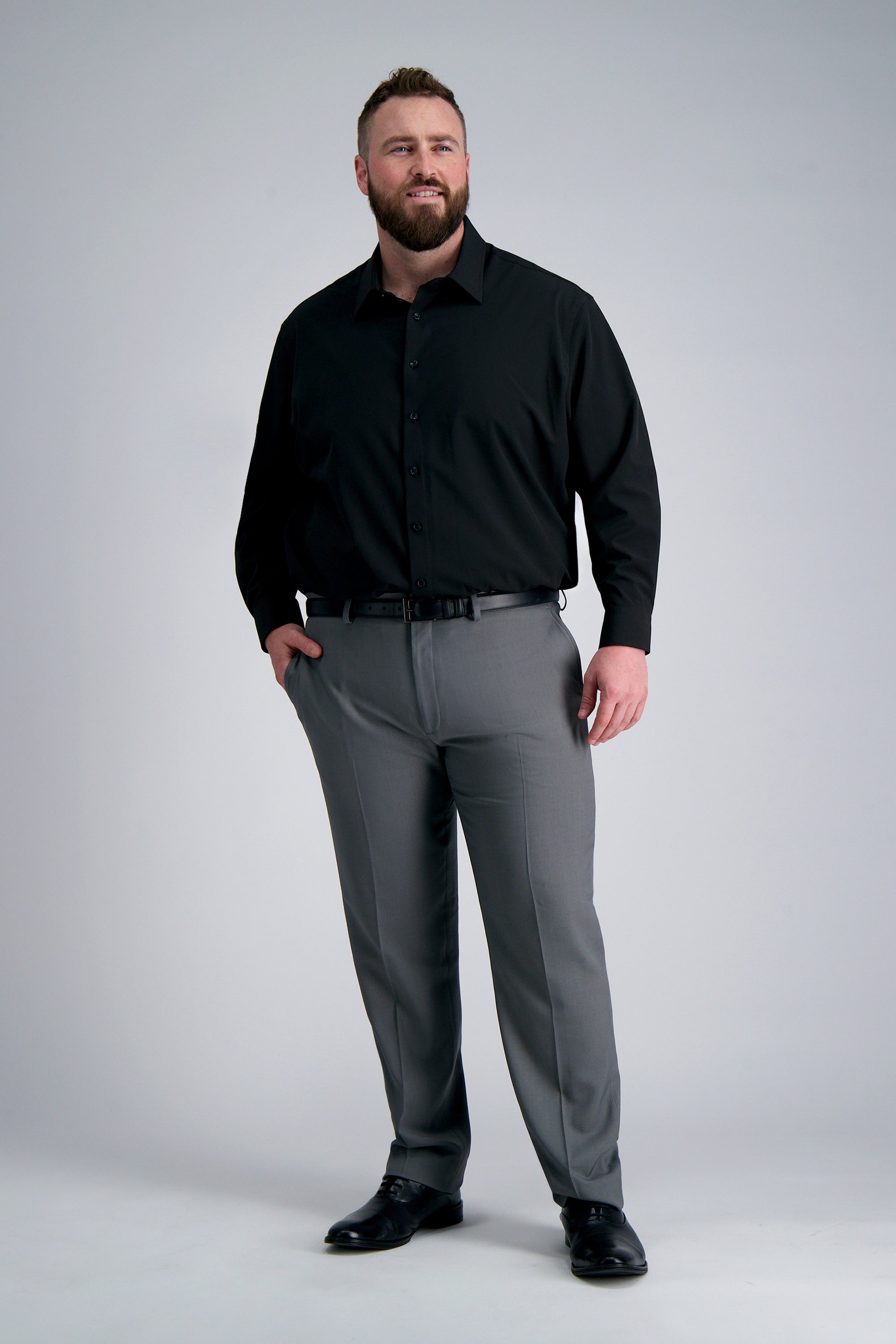 Smart Wash® Big Dress Shirt - Black, , hi-res