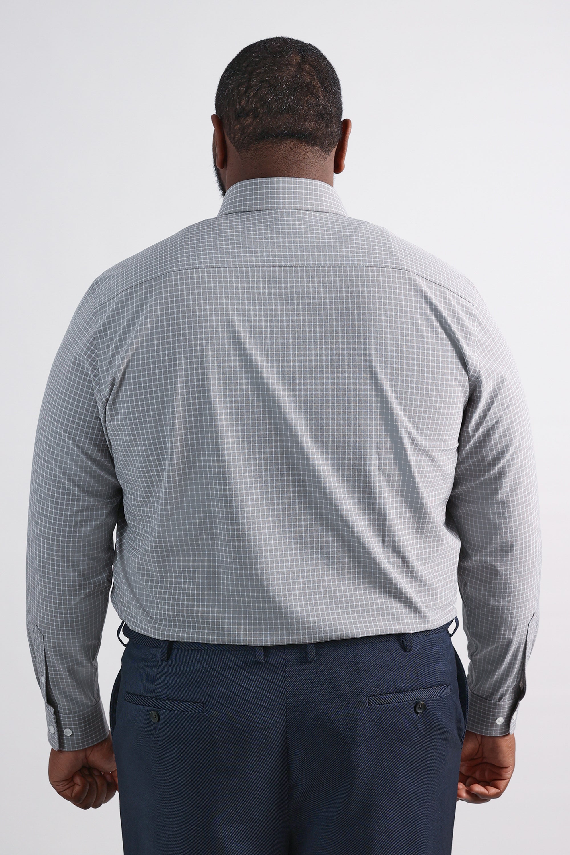 Big Smart Wash® Dress Shirt - Medium Grey Grid, , hi-res