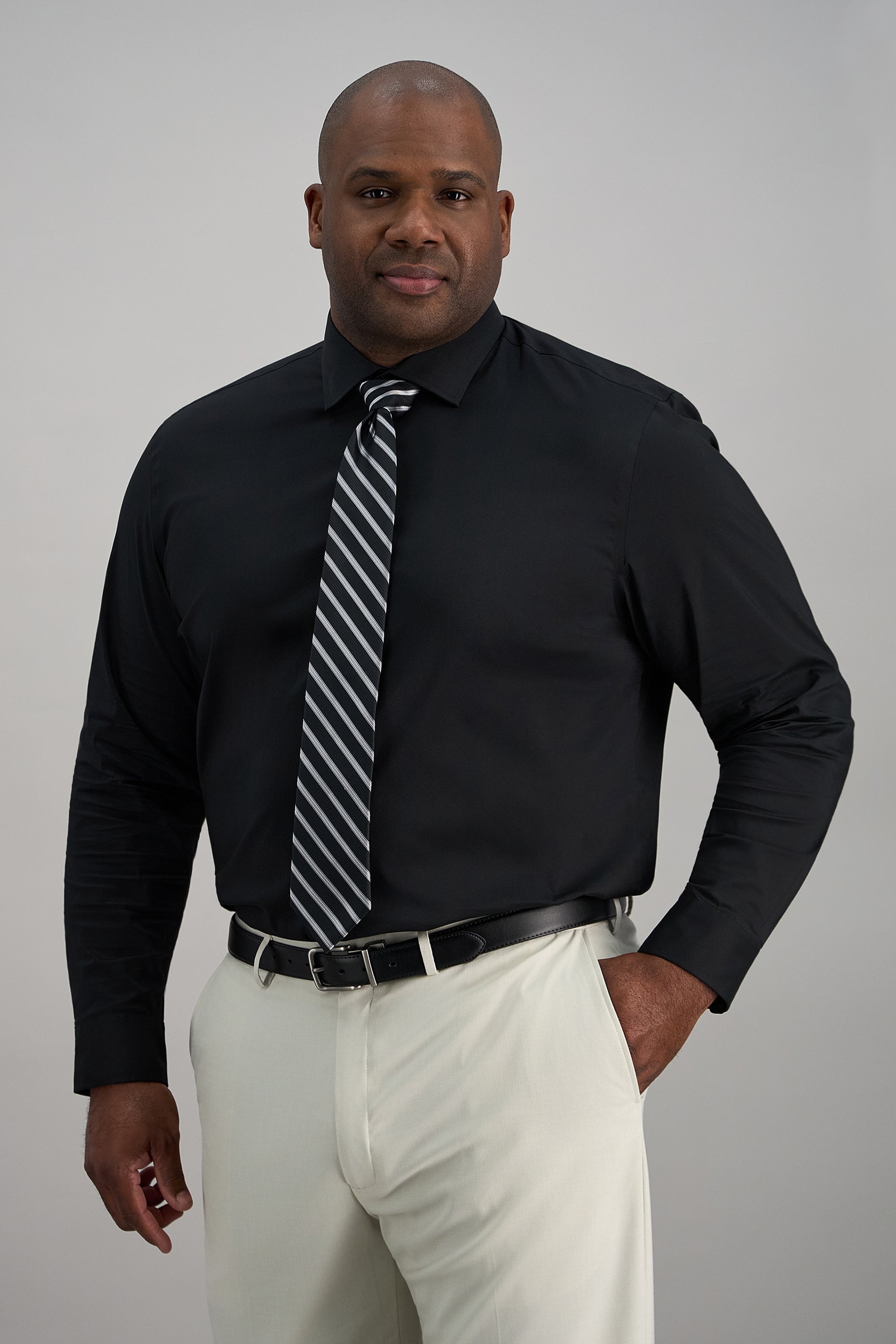 Big & Tall Wrinkle Free Classic Fit Dress Shirt - Haggar.com#color_black