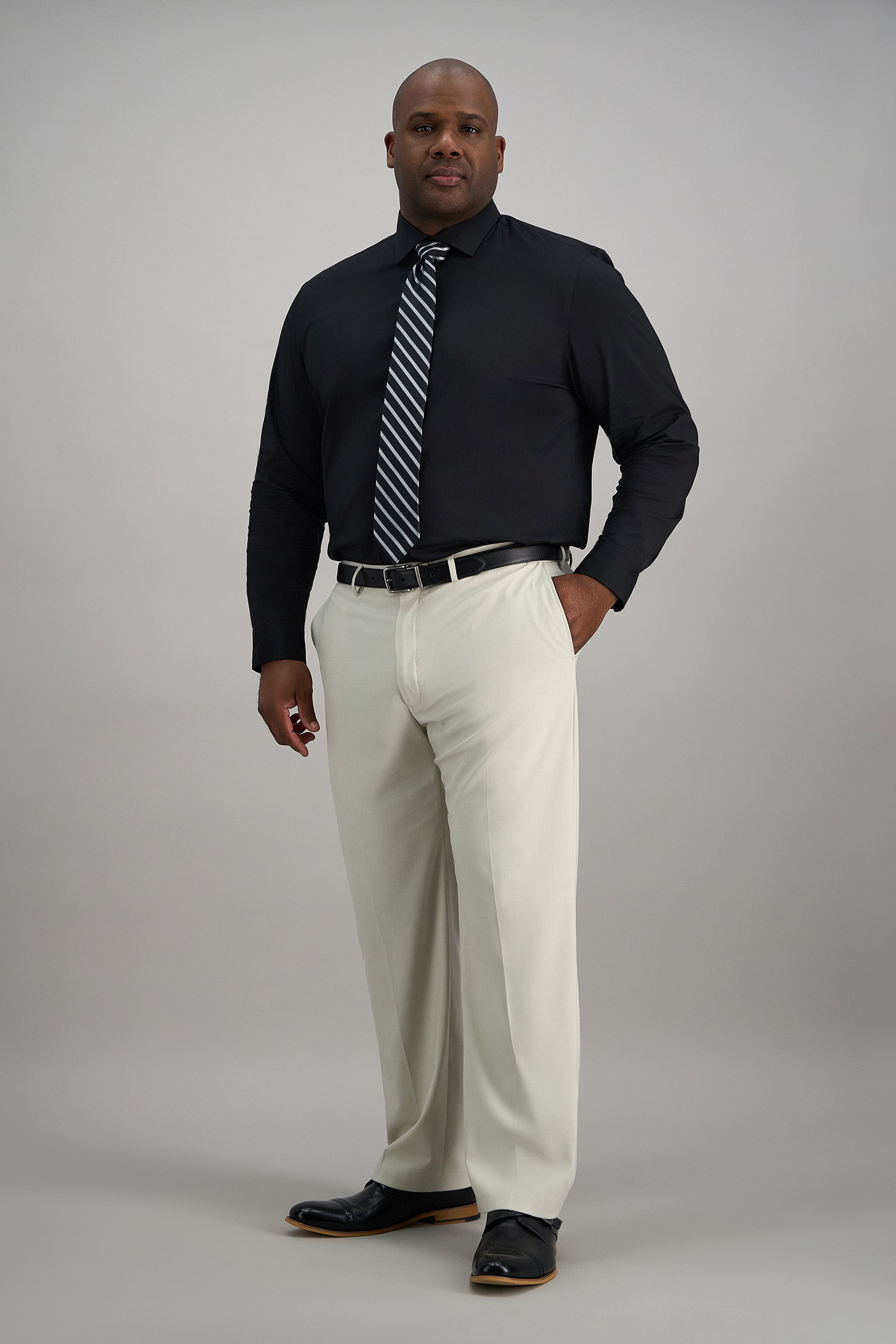 Big & Tall Wrinkle Free Classic Fit Dress Shirt - Haggar.com#color_black