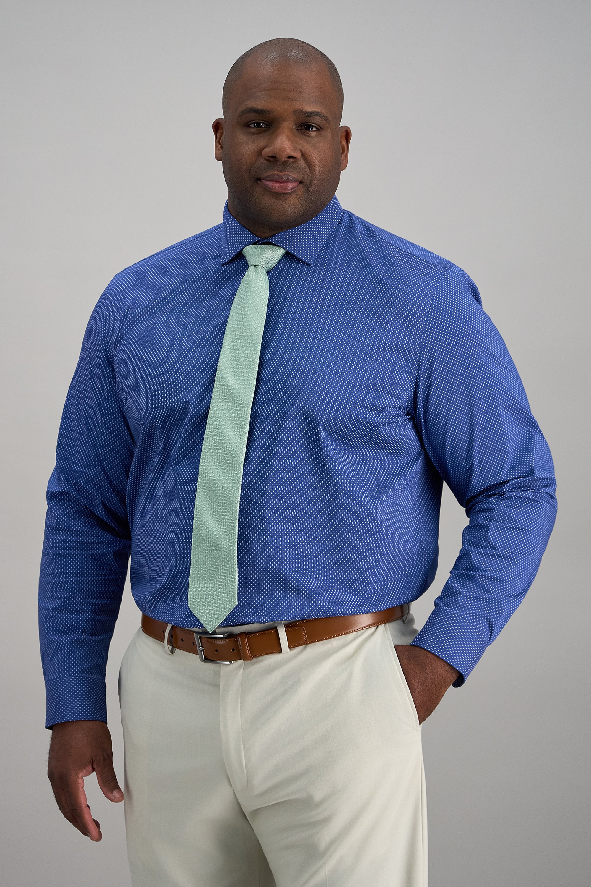 Big & Tall Wrinkle Free Classic Fit Dress Shirt - Haggar.com#color_charcoal