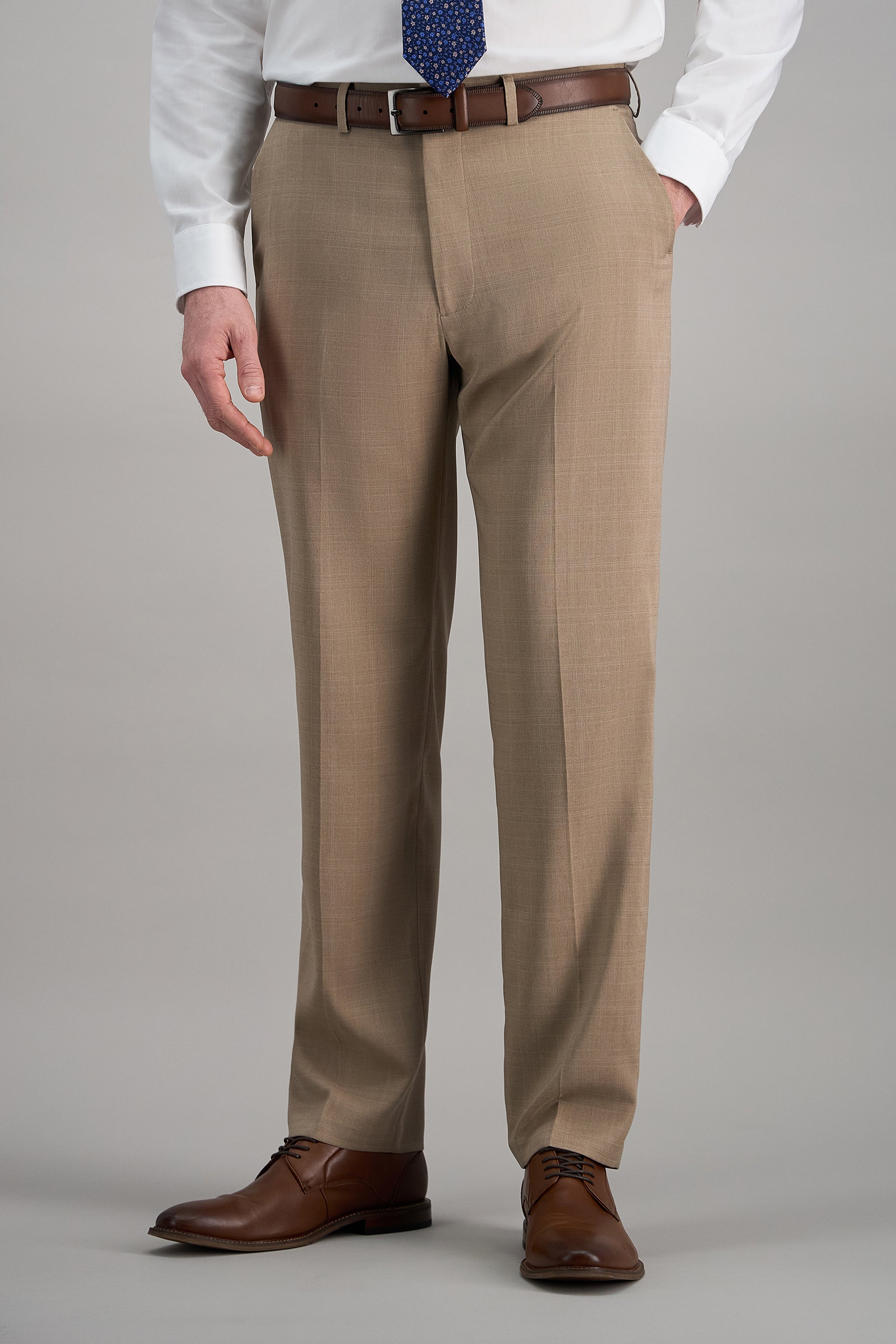 Smart Wash® Repreve® Tonal Plaid Suit Pant - Haggar.com#color_taupe