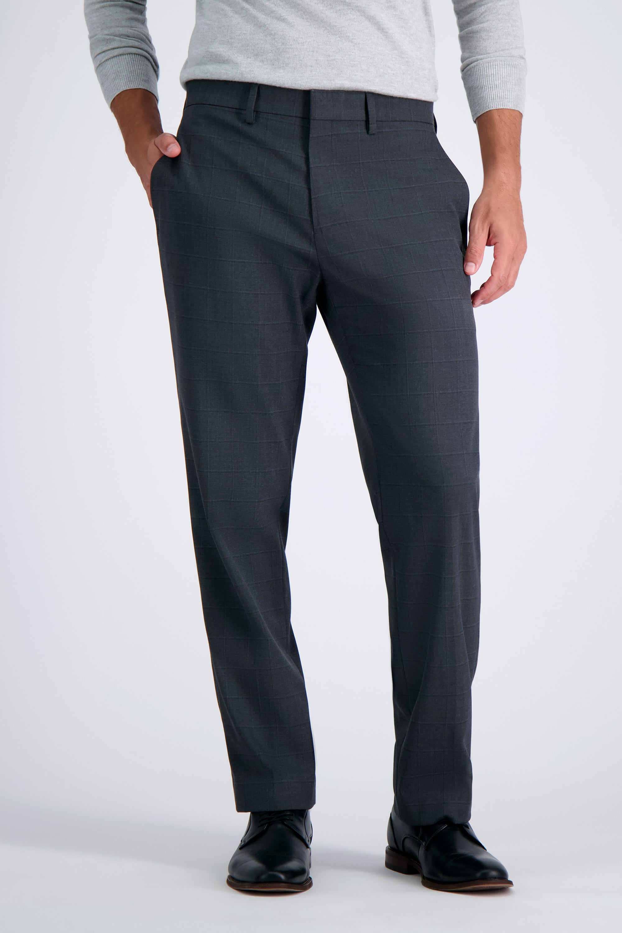 J.M. Haggar Windowpane Suit Pant, , hi-res#color_black / charcoal