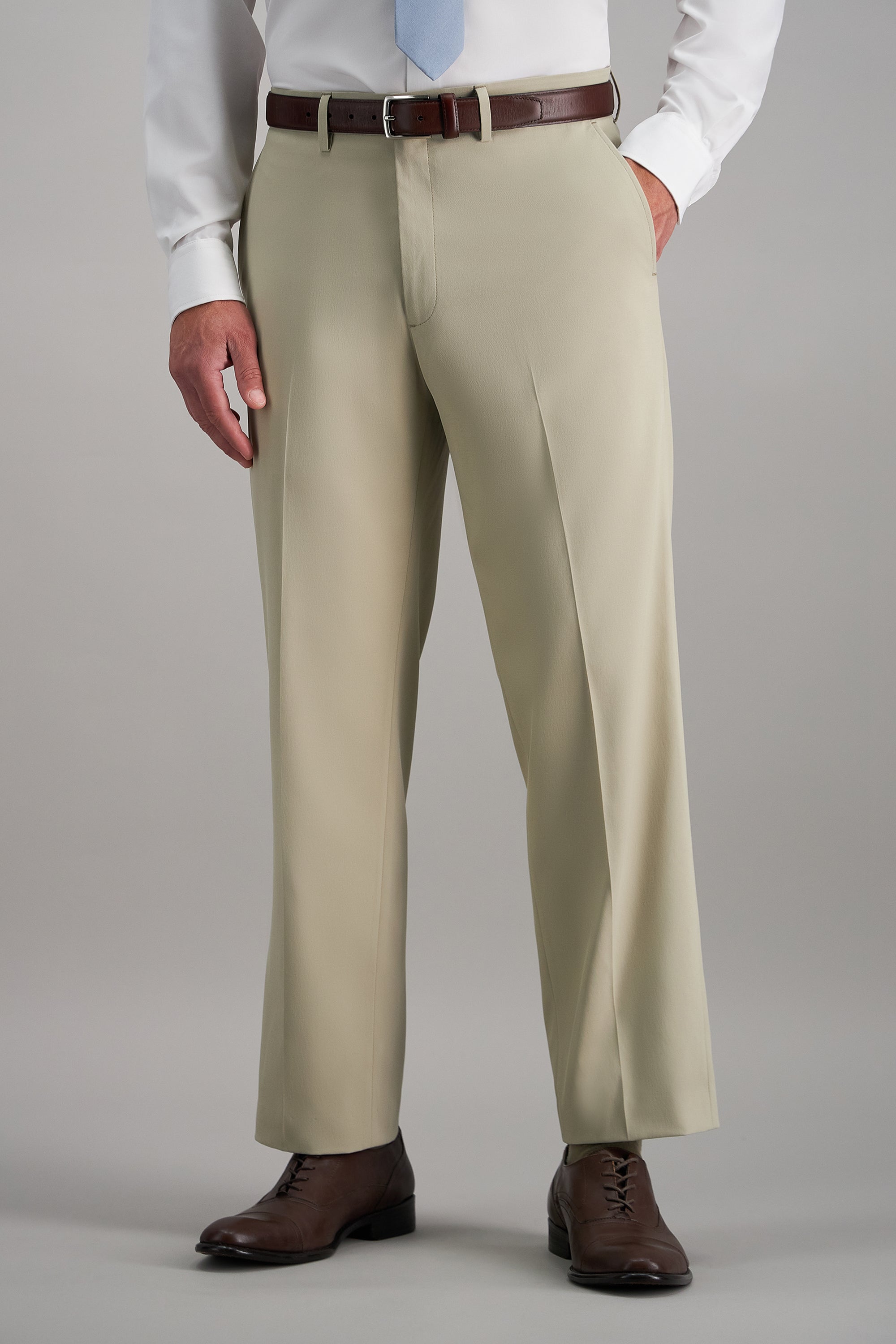 white christmas dresses Haggar Travel Performance Solid Twill Suit Pants in Medium Beige