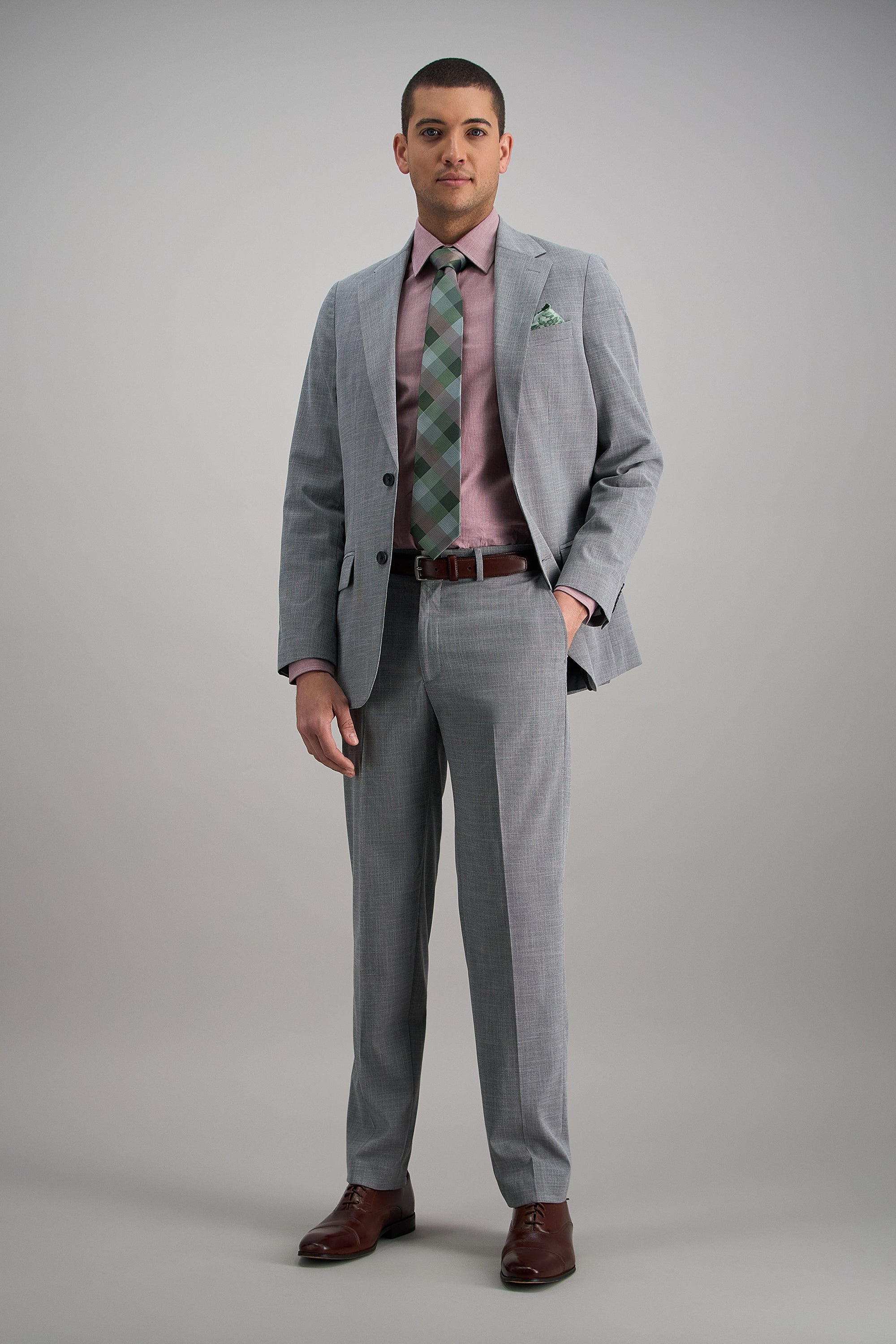 J.M. Haggar Micro Houndstooth Suit Pant - Haggar.com#color_med grey
