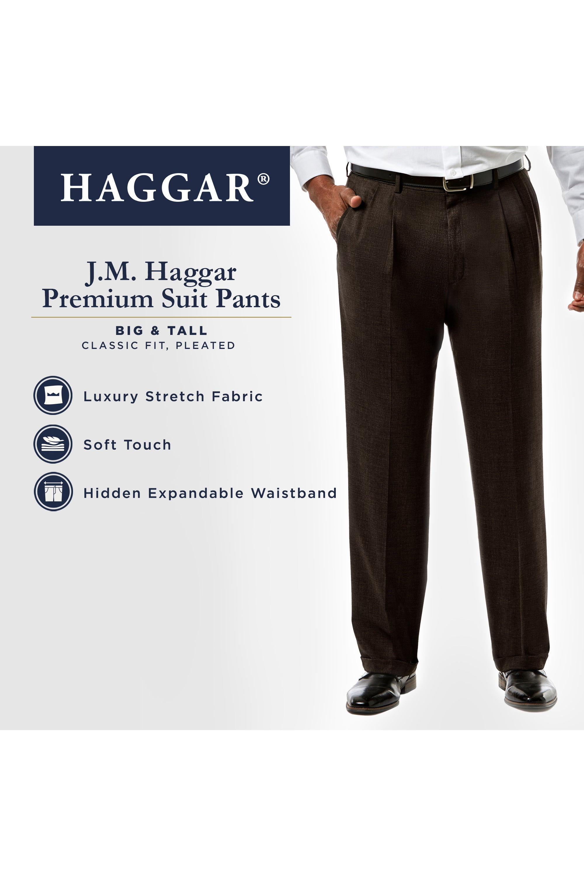 Big & Tall J.M. Haggar Premium Stretch Suit Pant - Pleated Front, , hi-res