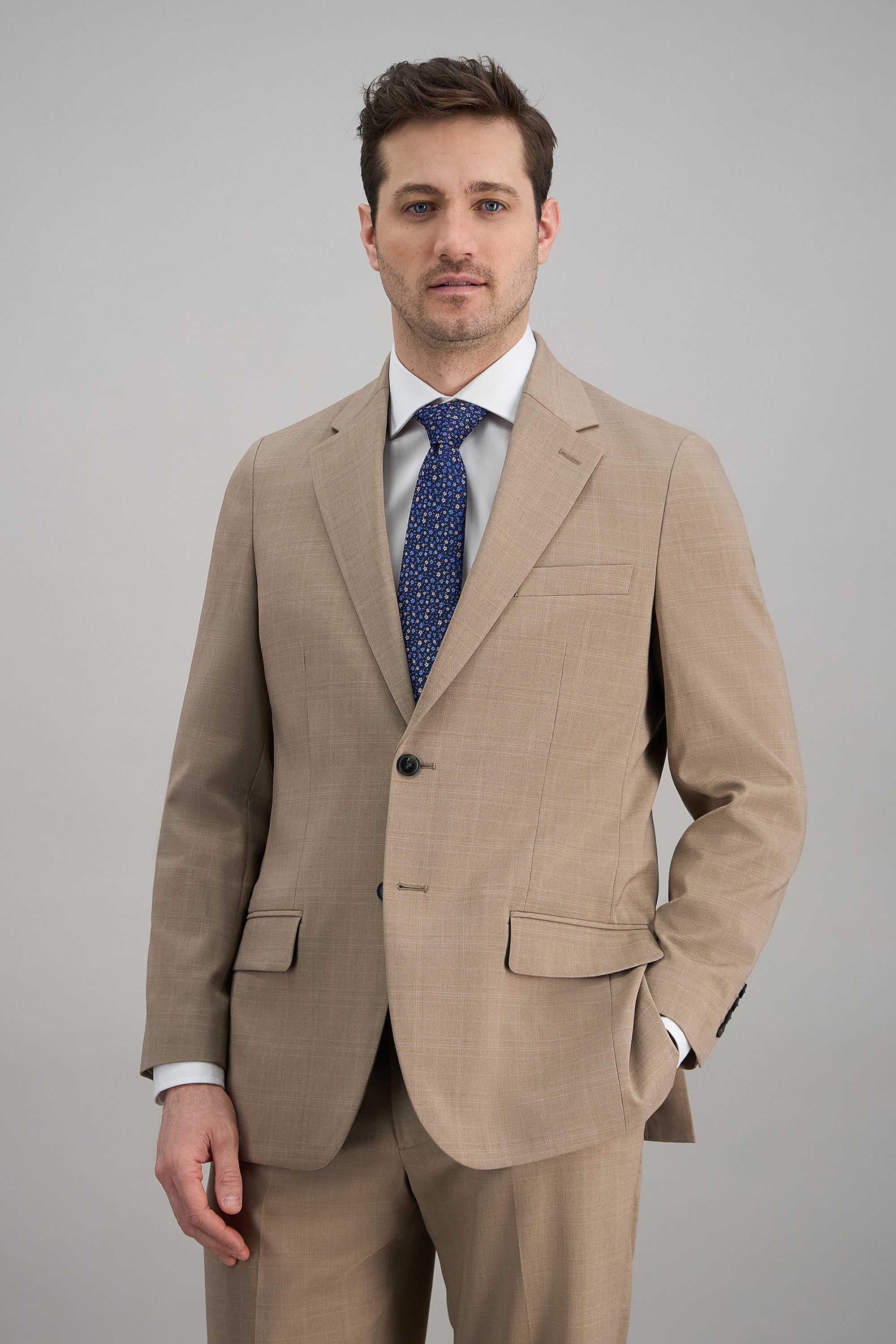 Smart Wash® Repreve® Tonal Plaid Suit Jacket - Haggar.com#color_taupe
