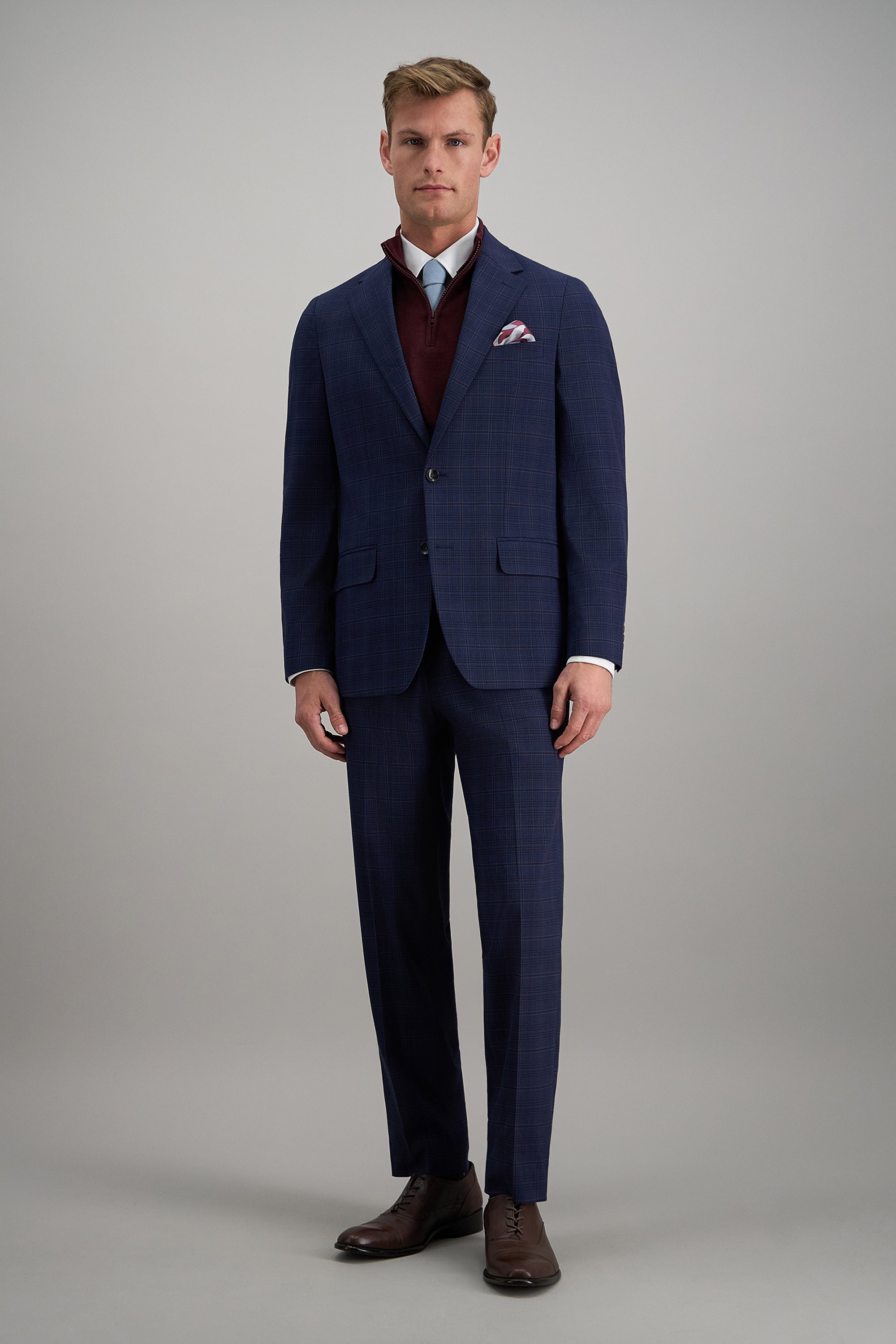 haggar men's slim fit dress pants Haggar Premium Comfort Melange Twill Dress Pants in Blue