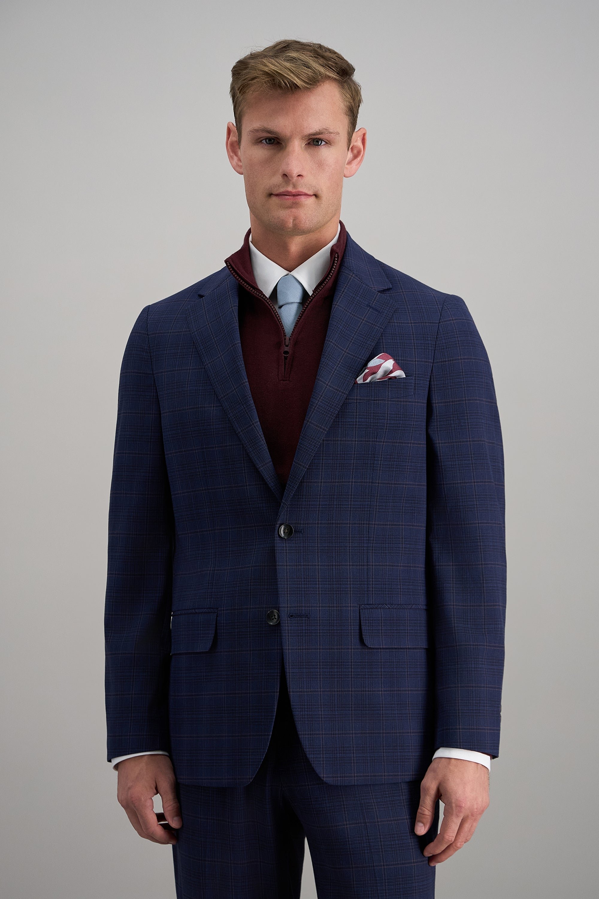 J.M. Haggar Prince of Wales Suit Jacket, , hi-res#color_blue