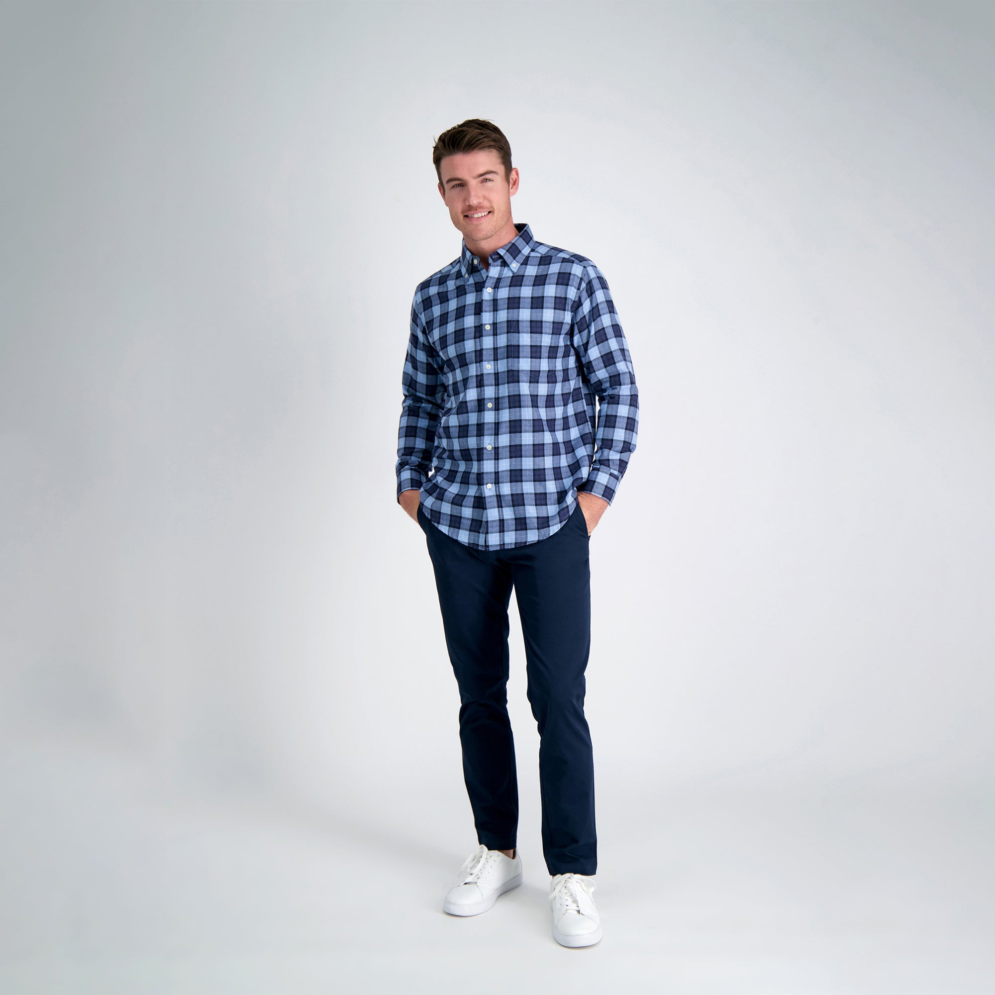 Windowpane Heather Plaid Shirt, , hi-res