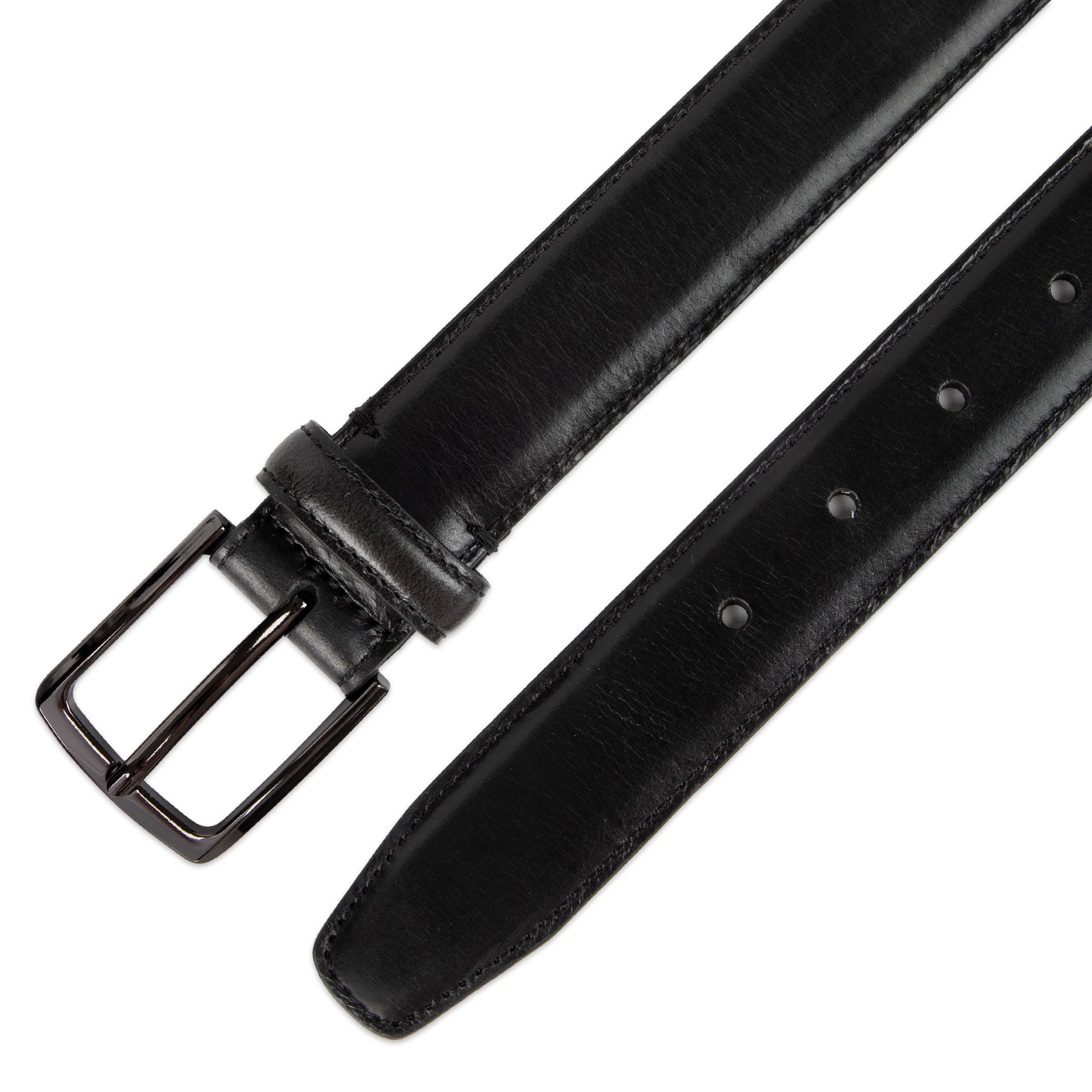 Leather Classic Stitch 32mm Dress Belt - Haggar.com#color_black