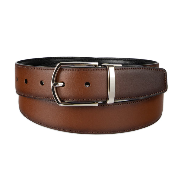 2-in-1 Reversible 35m Leather Dress Belt - Haggar.com#color_tan black