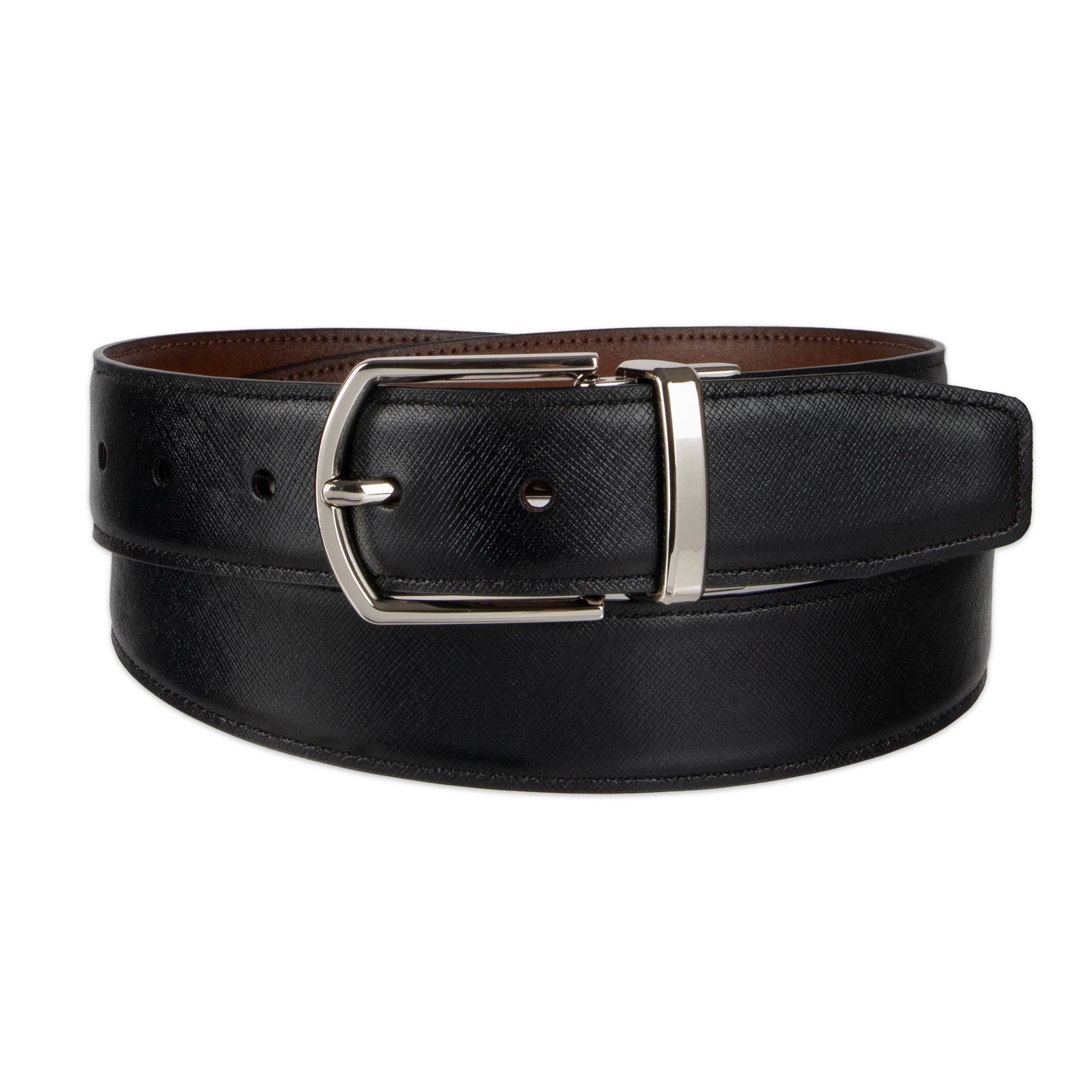 2-in-1 Reversible 35m Leather Dress Belt - Haggar.com#color_tan black