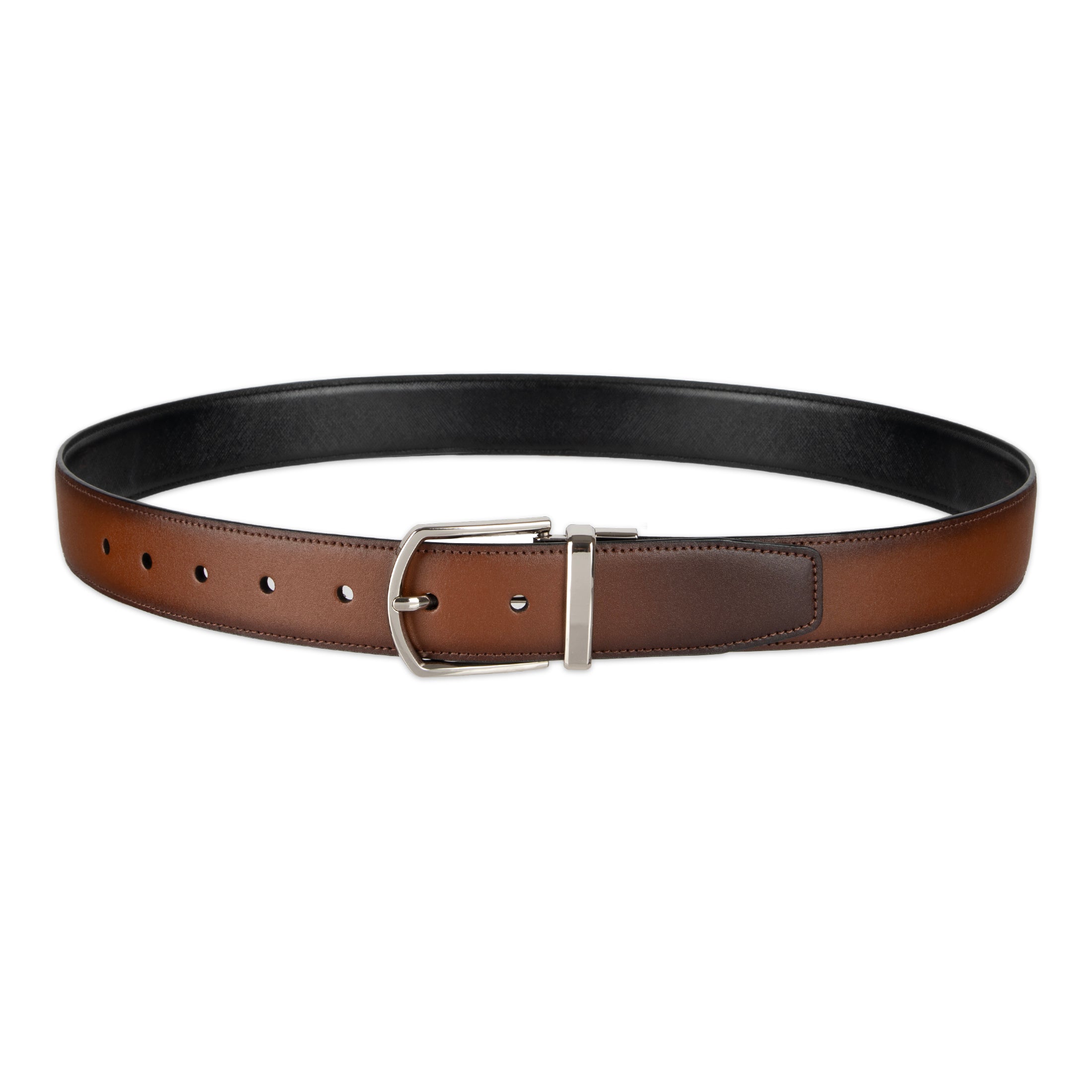 2-in-1 Reversible 35m Leather Dress Belt - Haggar.com#color_tan black