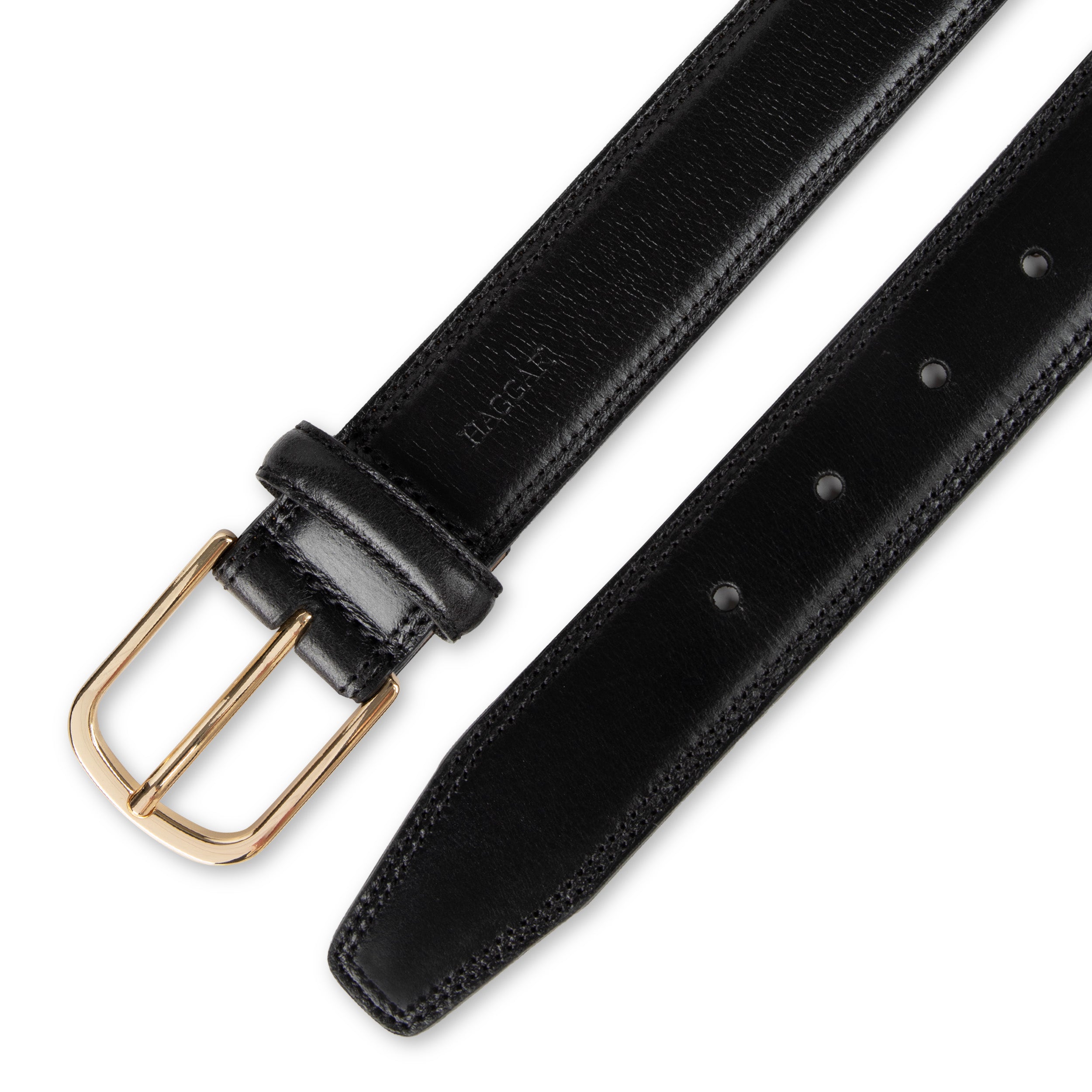 Haggar Leather Classic Stitch 35mm Dress Belt in Black | Size: Medium Haggar Leather Classic Stitch 35mm Dress Belt in Black | Size: Medium