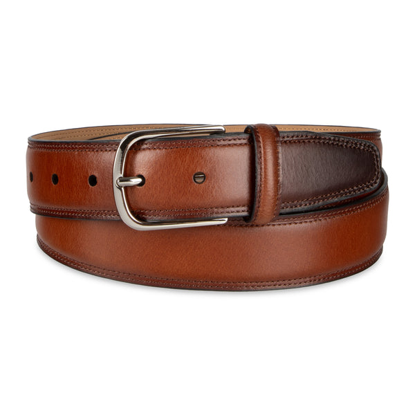 Leather Classic Stitch 35mm Dress Belt - Haggar.com#color_khaki