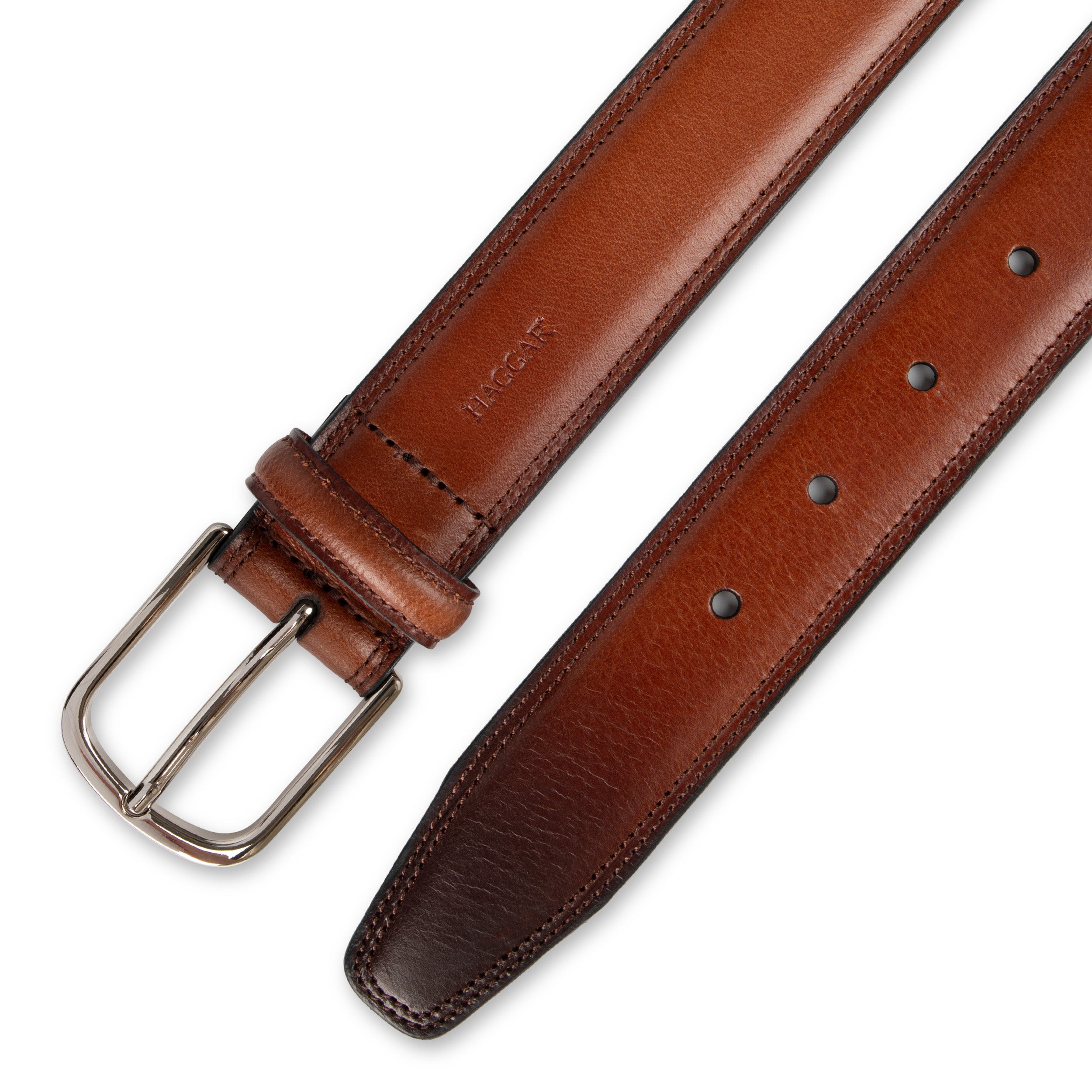 Leather Classic Stitch 35mm Dress Belt - Haggar.com#color_khaki