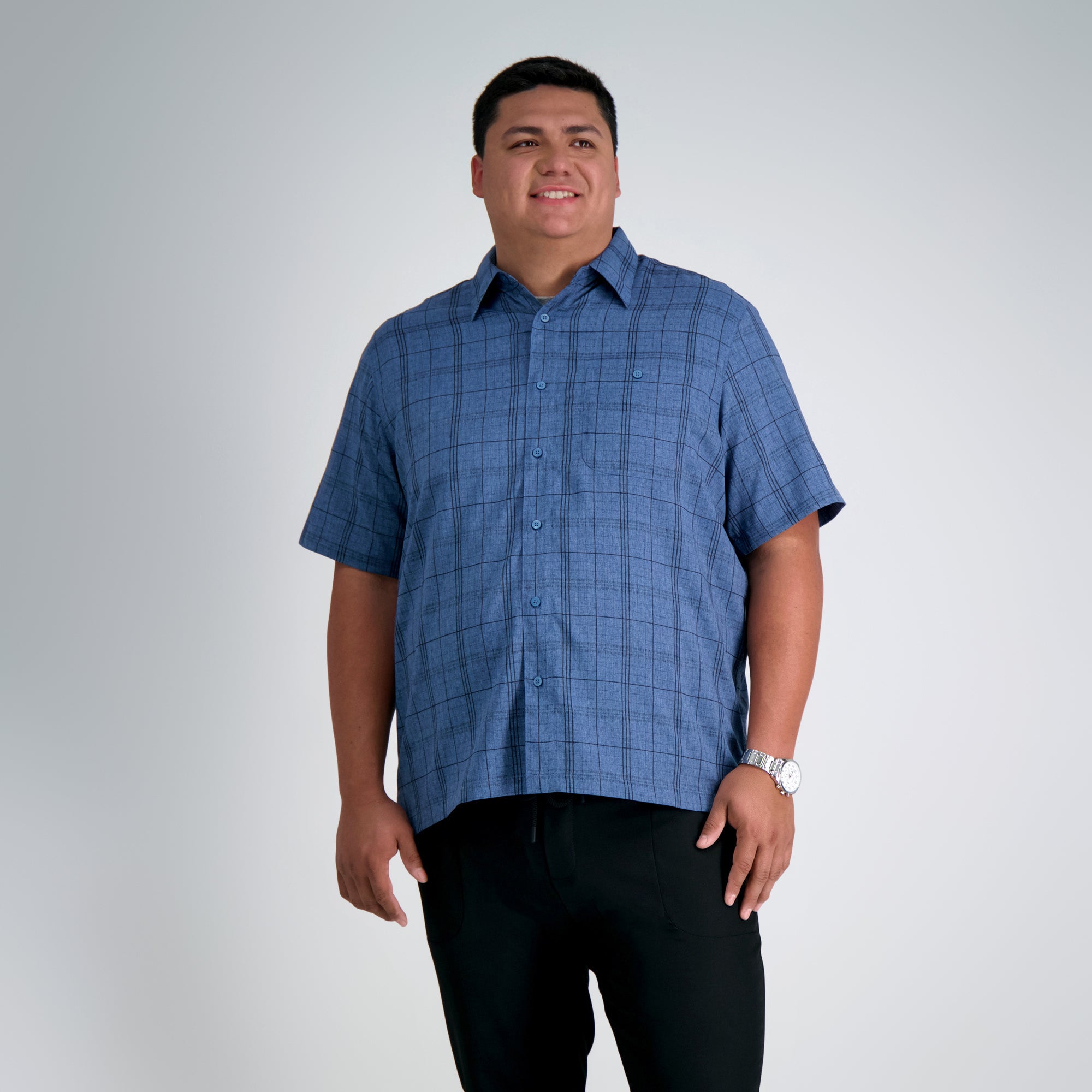 Big & Tall Microfiber Plaid Shirt, , hi-res